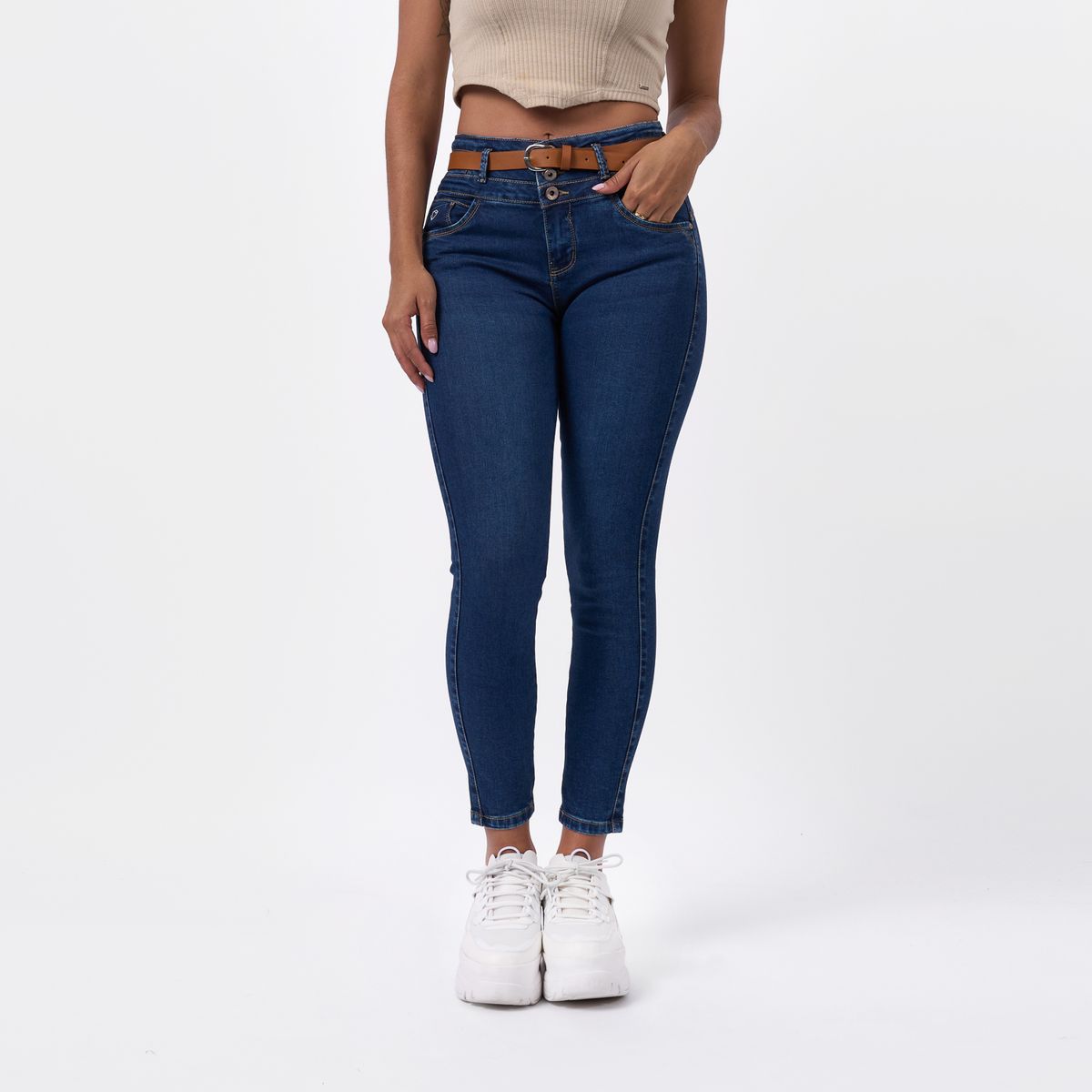 TAYSSIR - Jean Skinny Tiro Alto Mujer Tayssir