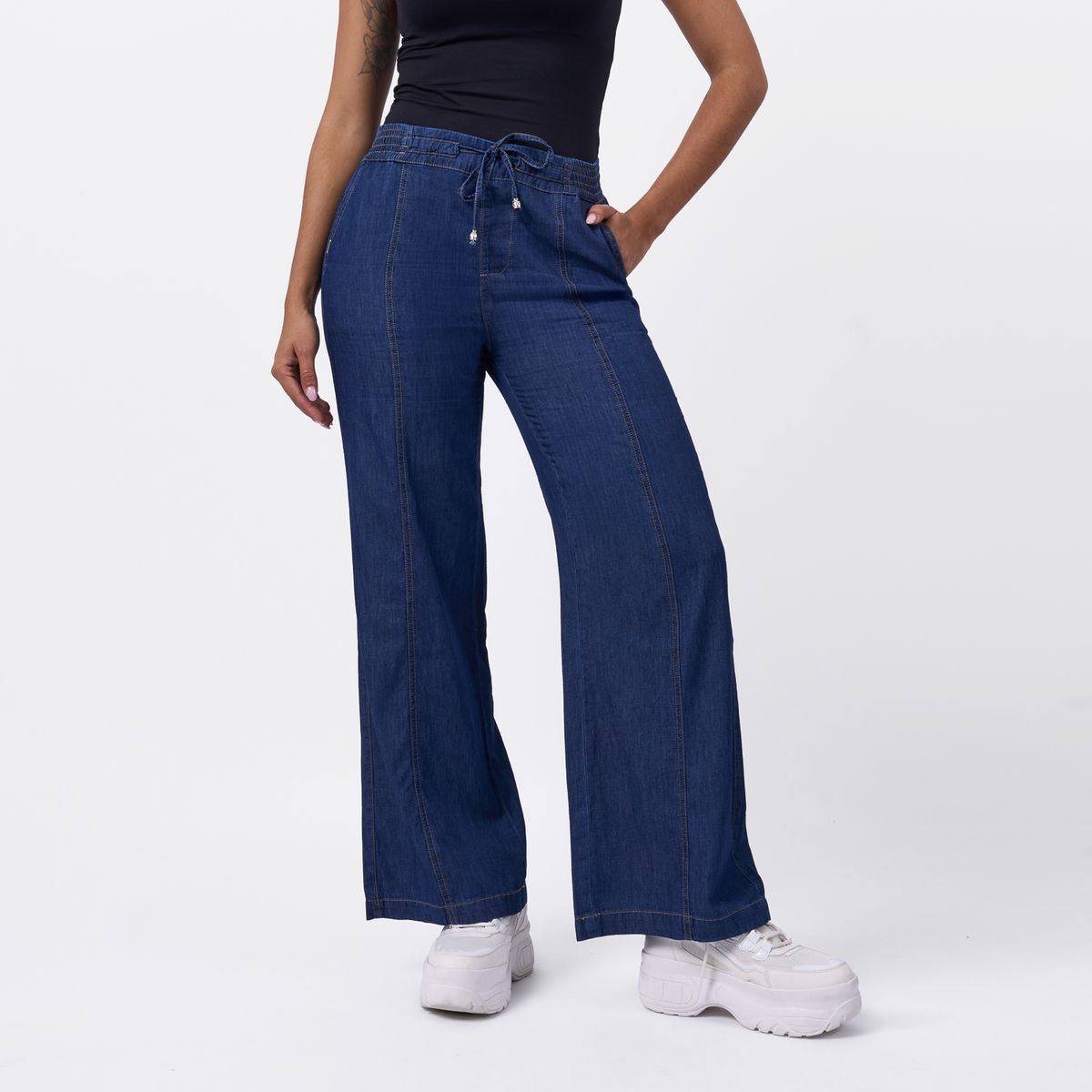 TAYSSIR - Jean Wide Leg Tiro Alto Mujer Tayssir