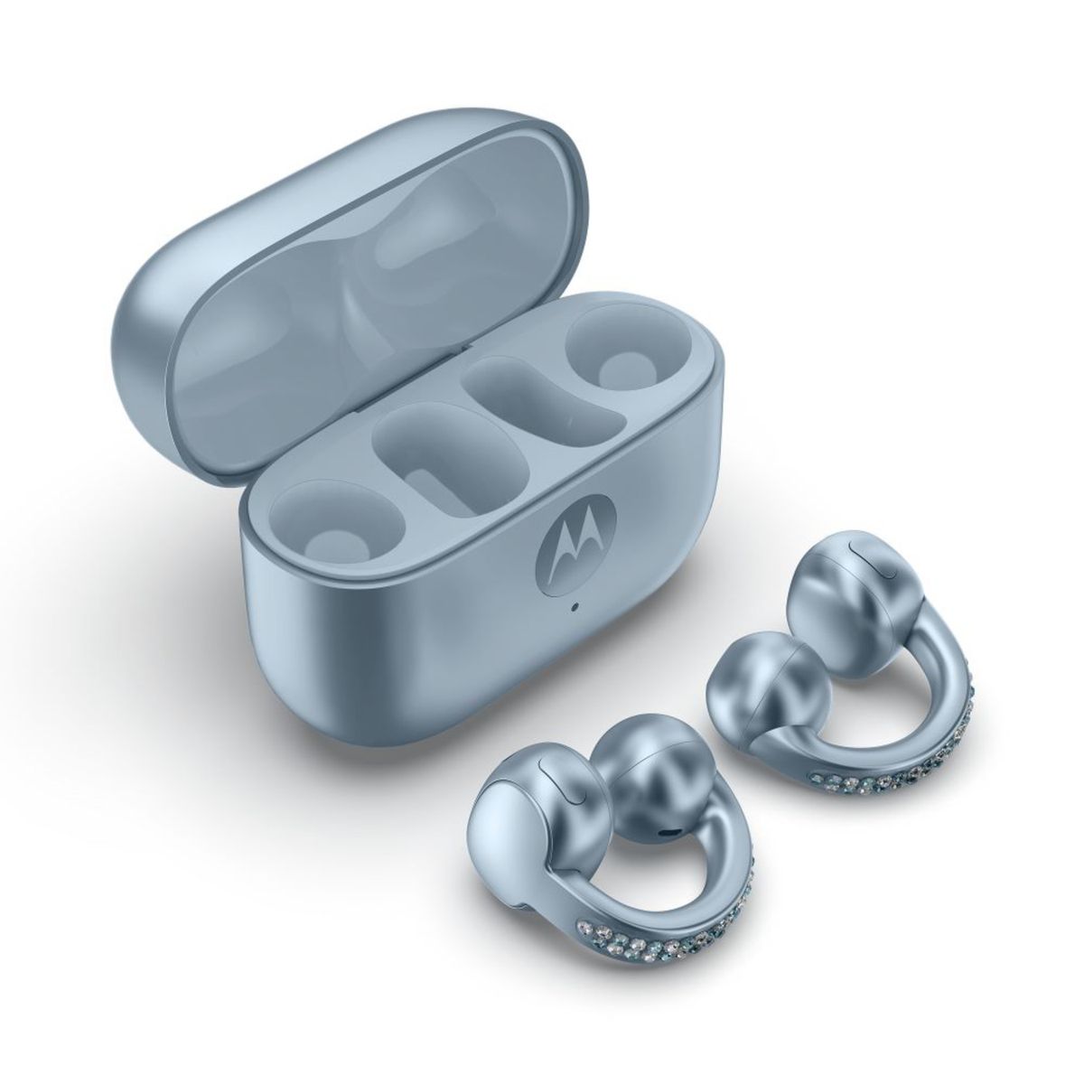 MOTOROLA - Audífonos Bluetooth Motobuds Loop Swarovski Celeste