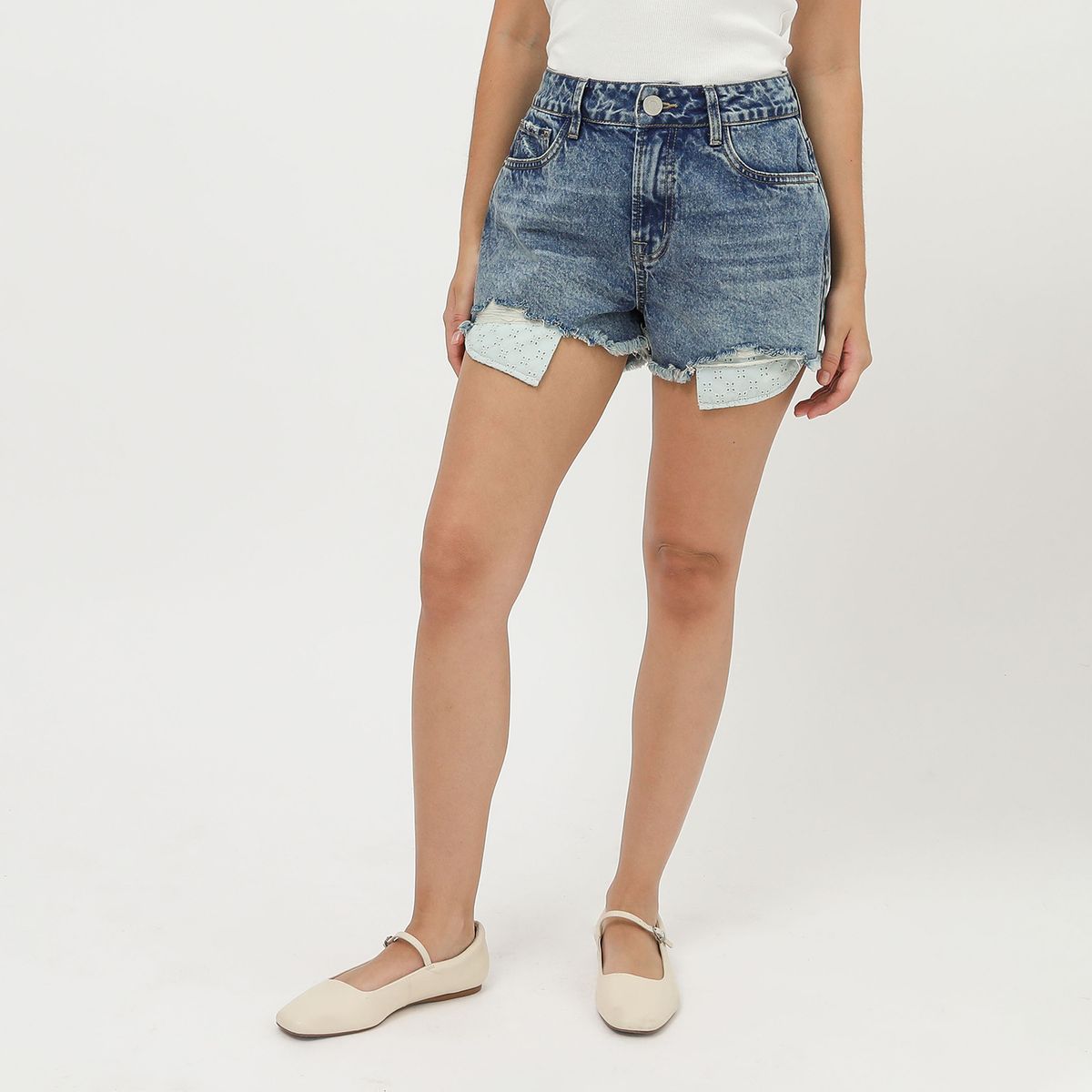 SYBILLA - Short Denim Tiro Alto Mujer Sybilla