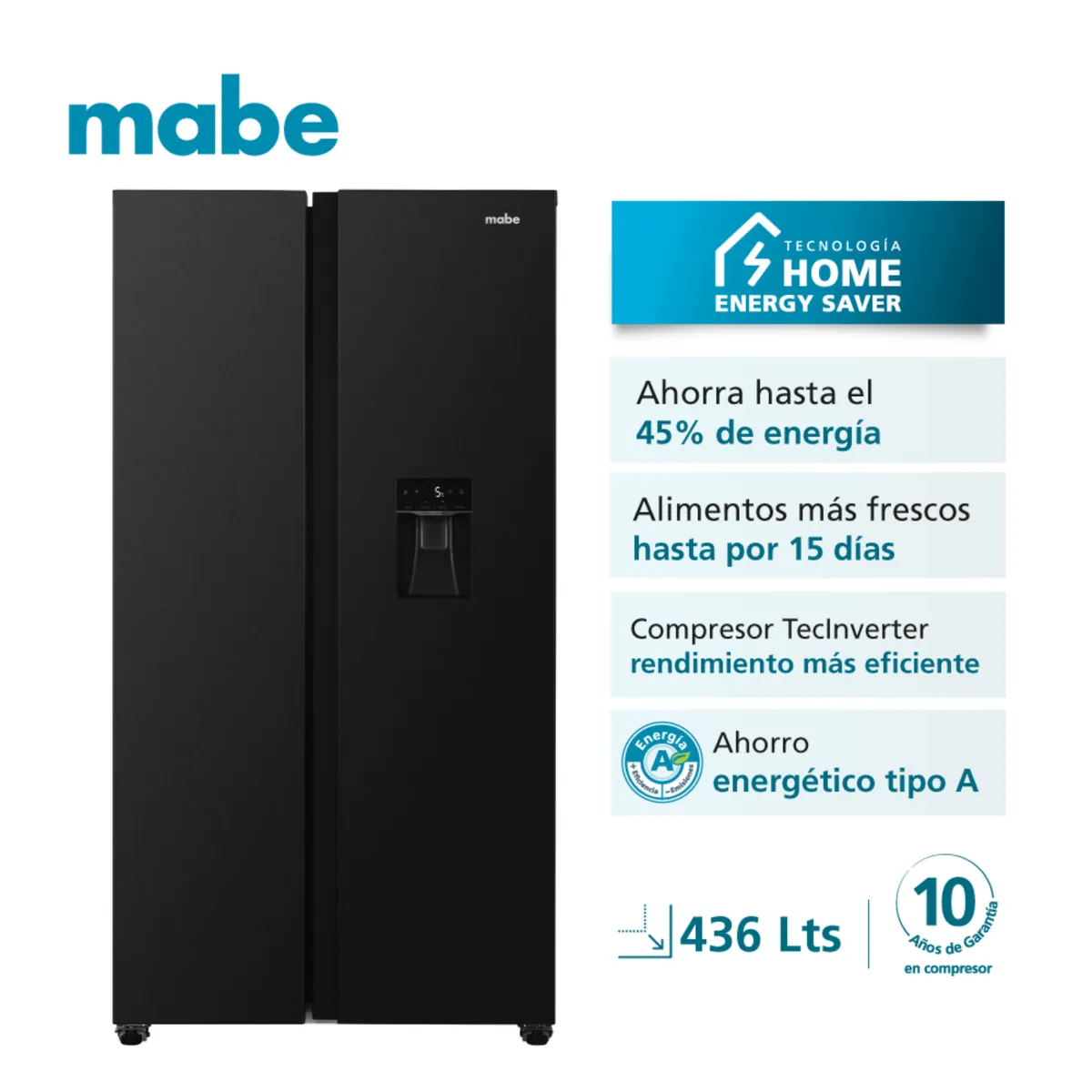 MABE - Refrigerador Side By Side No Frost 436 L Netos Black Steel Msd480lmrps0 - Mabe