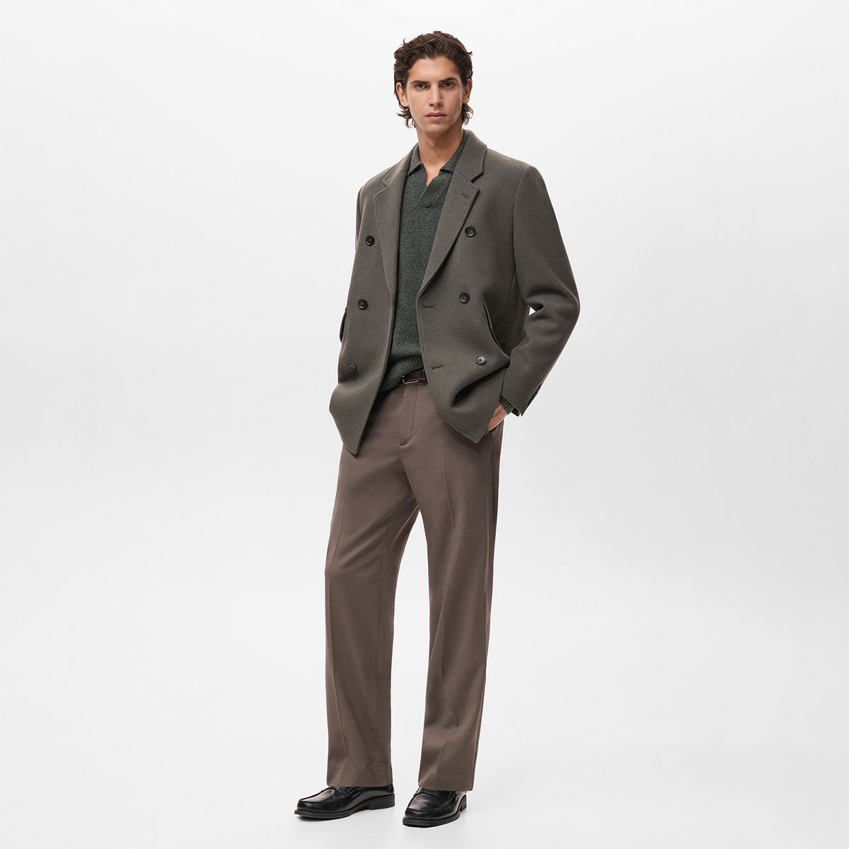 MANGO - Casaca Dave Lana Cruzado Mango Man