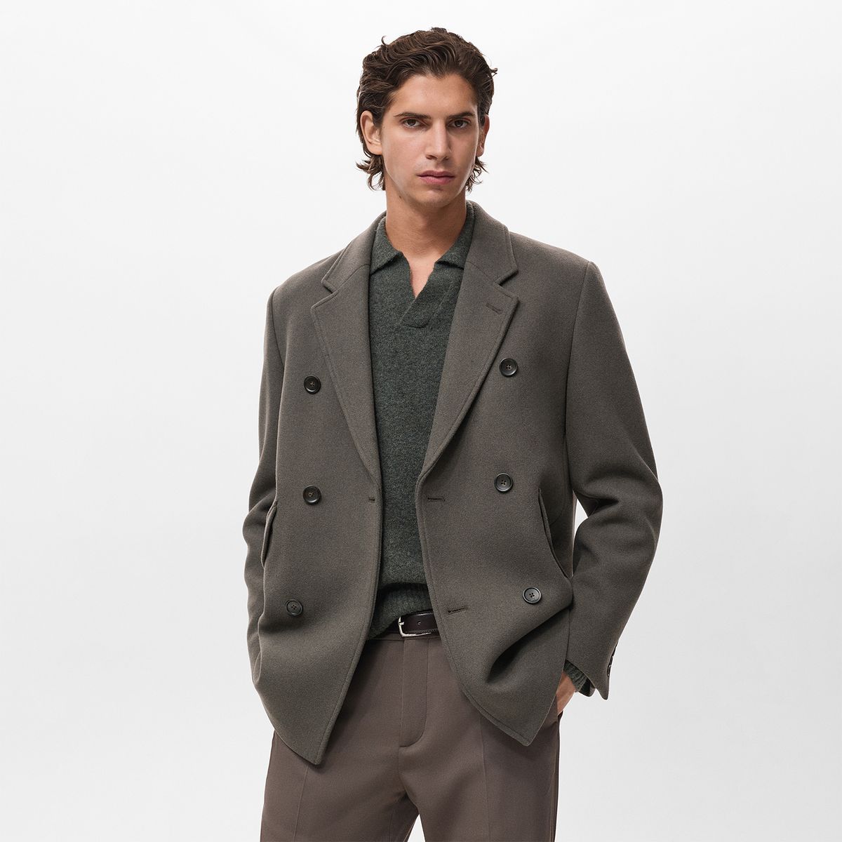 MANGO - Casaca Dave Lana Cruzado Mango Man