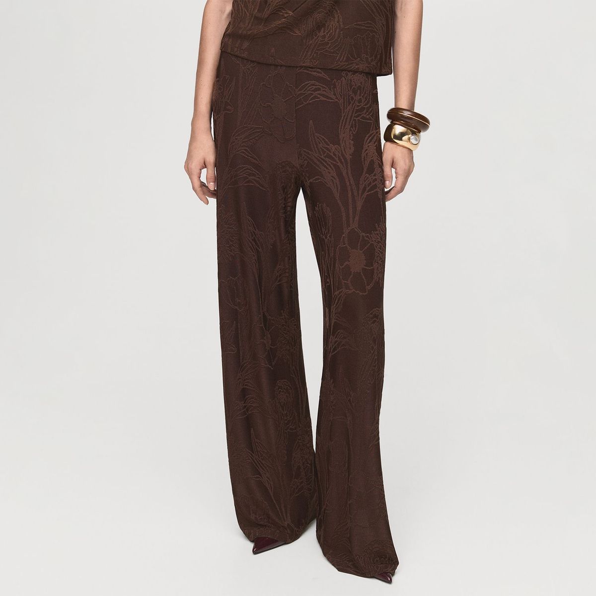 MANGO - Pantalón Wide Leg Tiro Alto Mujer Mango