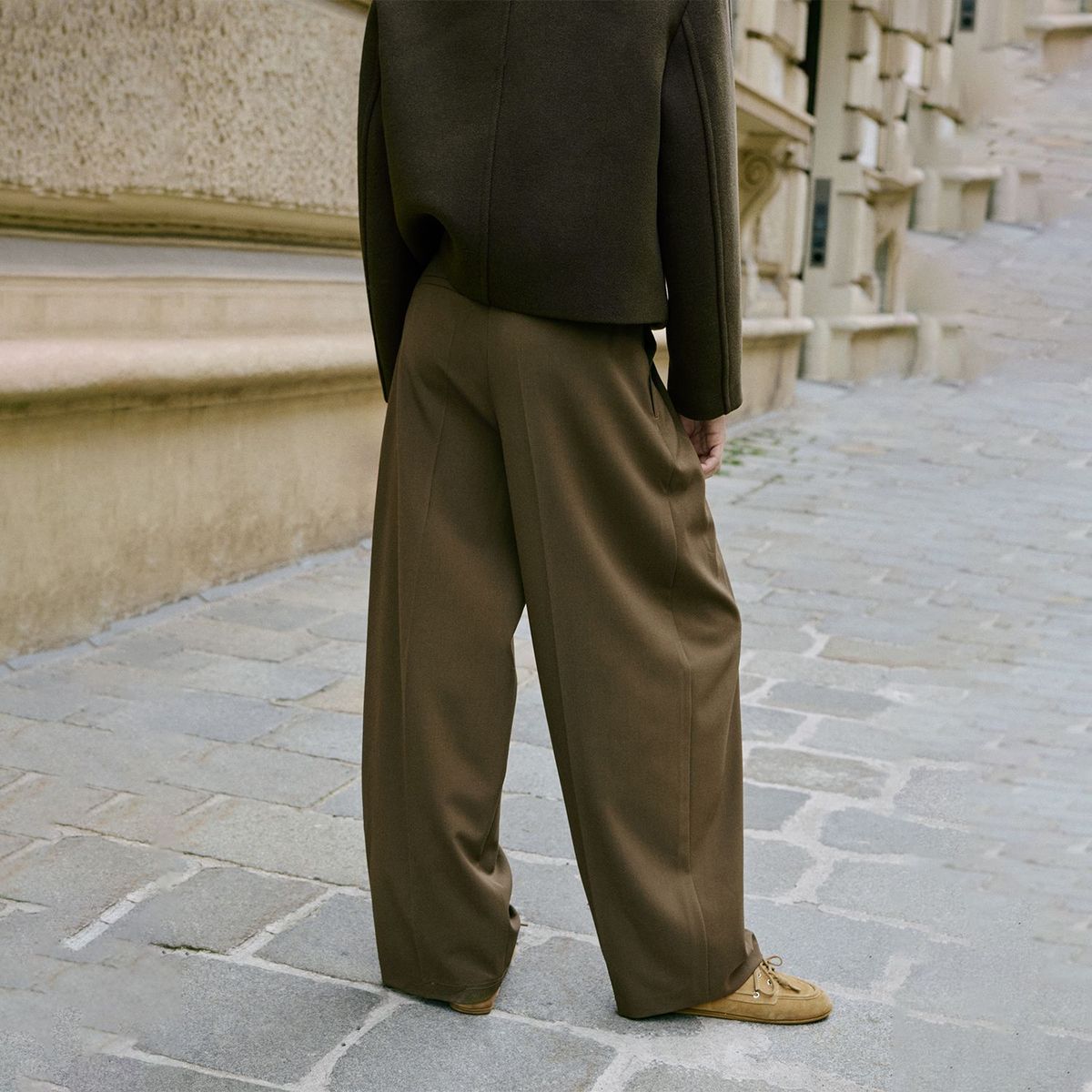 MANGO - Pantalón Wide Leg Tiro Alto Mujer Mango