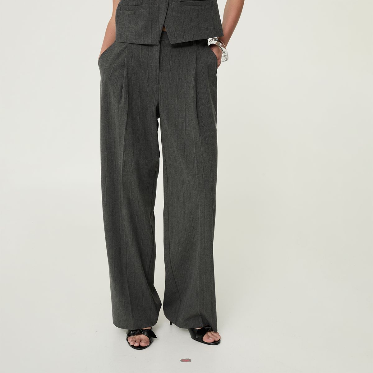 MANGO - Pantalón Wide Leg Tiro Alto Mujer Mango