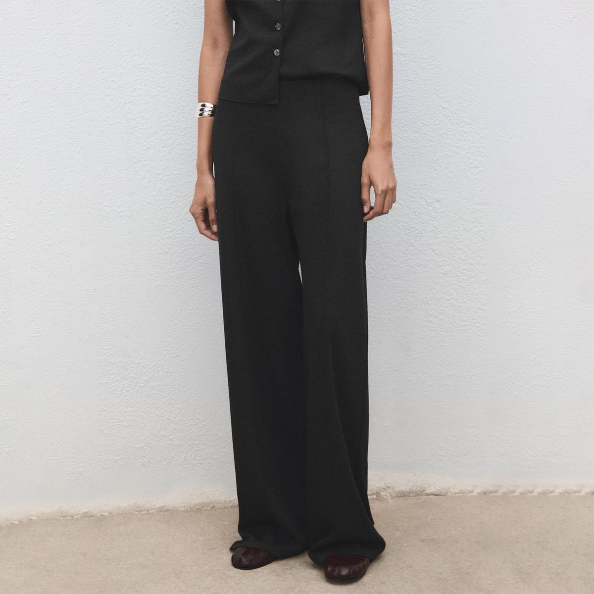 MANGO - Pantalón Straight Alto Medio Mujer Mango