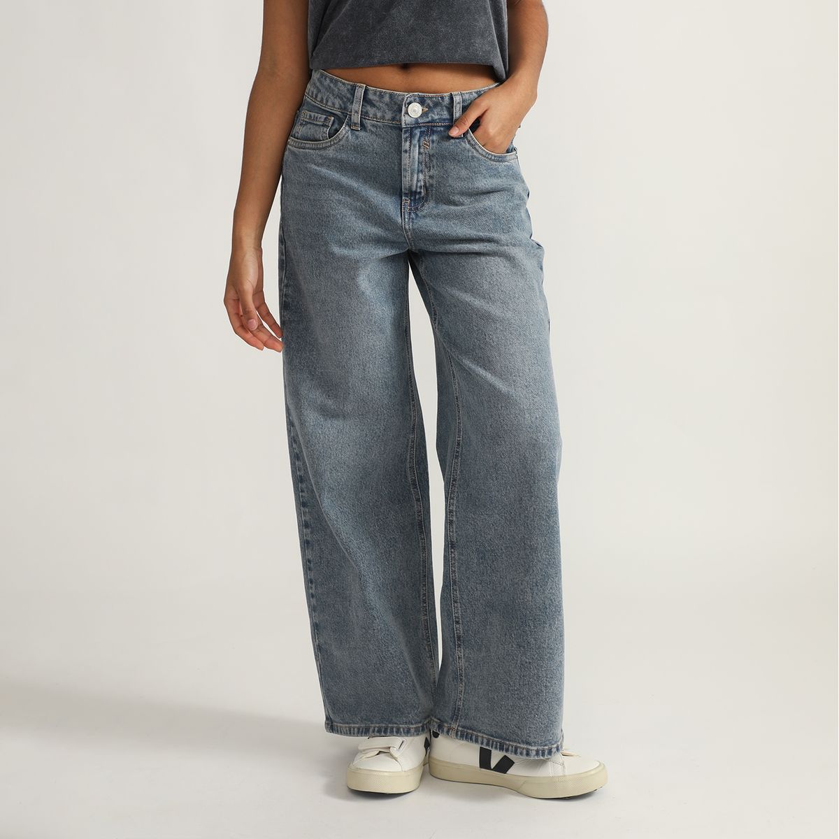 DENIMLAB - Jean Wide Leg Tiro Medio Mujer Denimlab