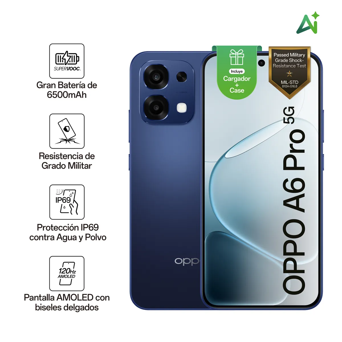 OPPO - Celular Oppo A6 Pro (bundl) 8+256 Azul