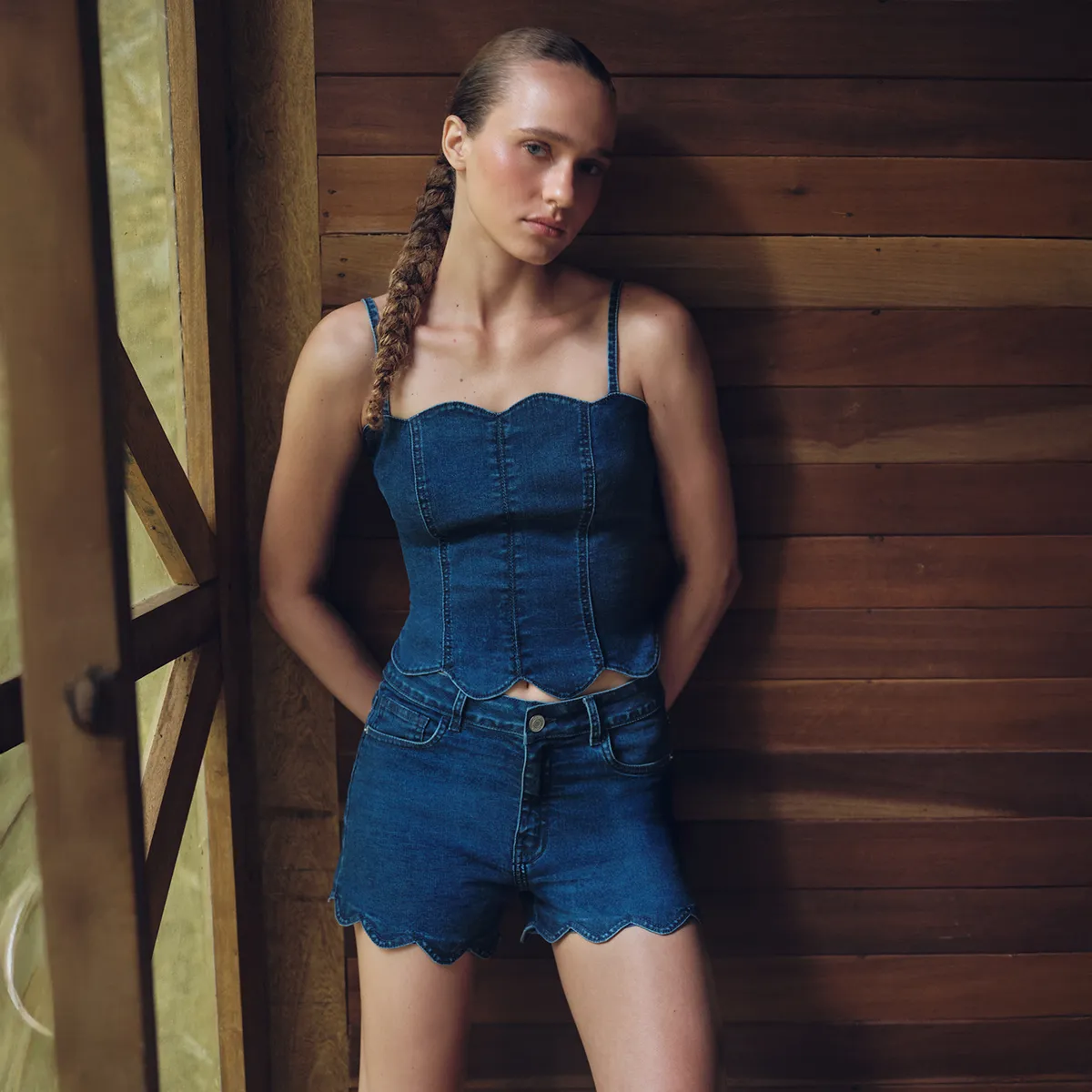 SYBILLA - Top Denim Mujer Sybilla x Ecru