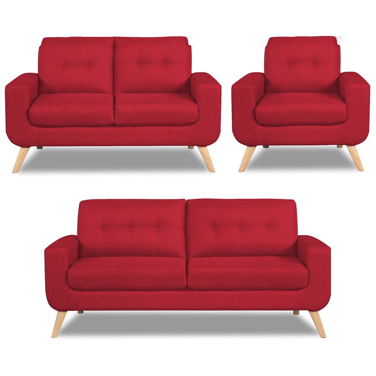 CASABELLA - Juego De Sala 3-2-1 Cuerpos Reihan Rojo