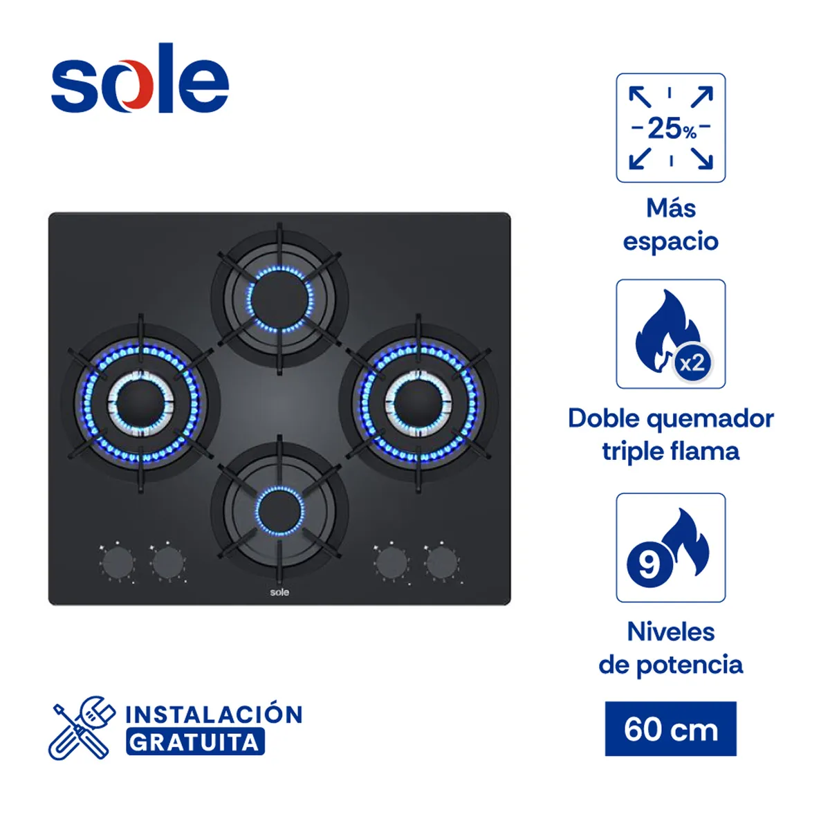 SOLE - Encim Rubi Vid Pro Gas Sole 60 Cm