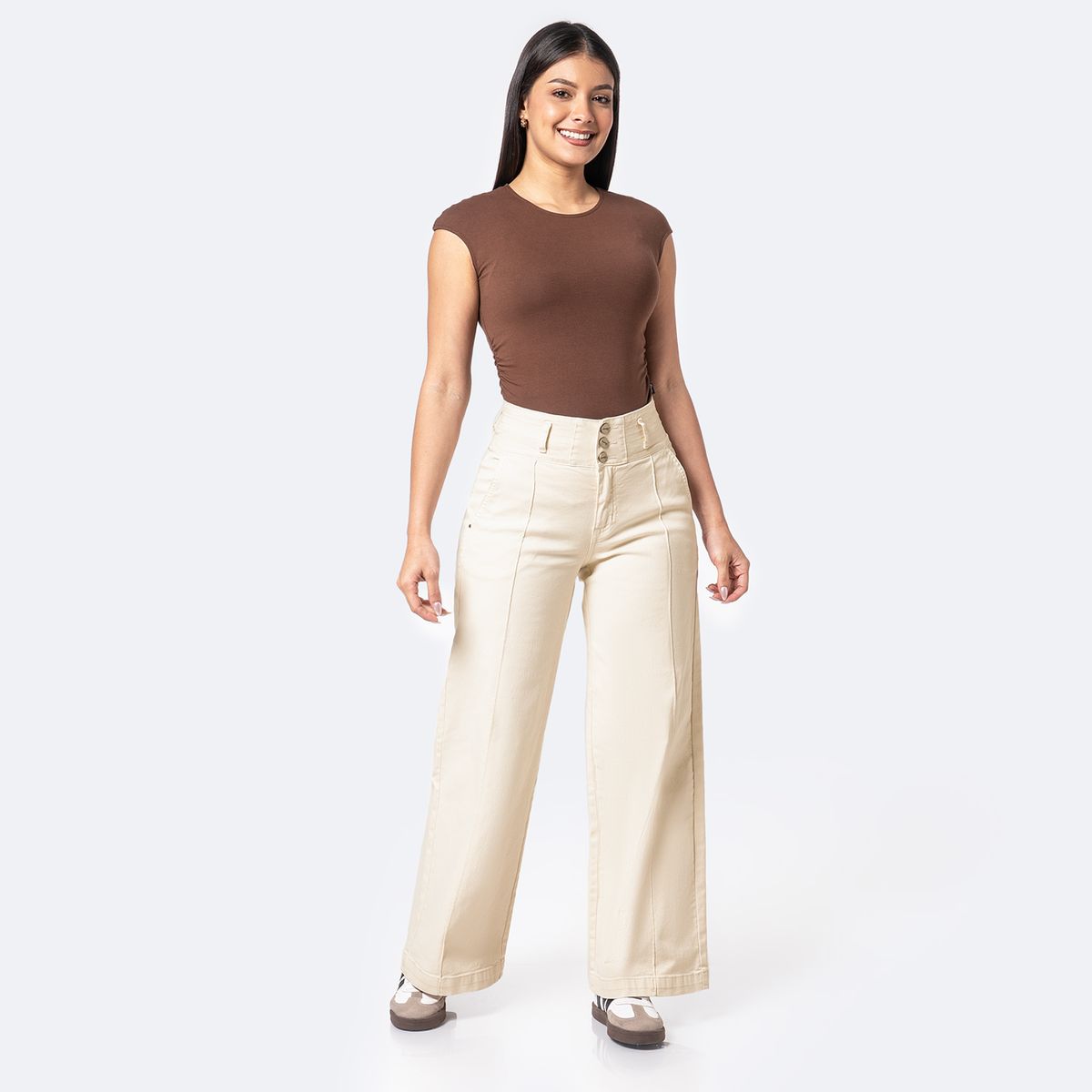 PIONIER - Pantalon Wide Leg Tiro Alto Mujer Pionier