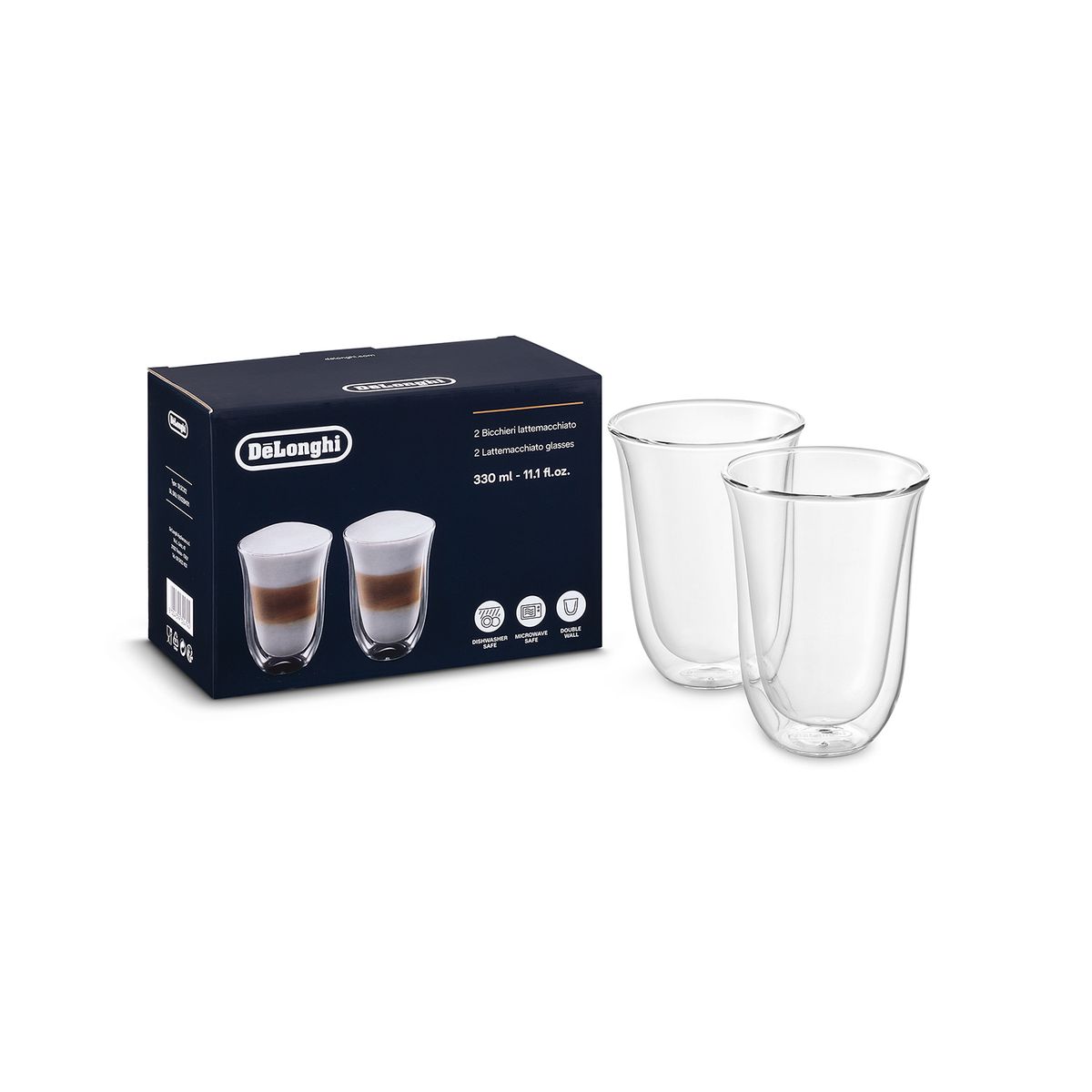 DELONGHI - Set 2 tazas latte macchiato 220 ml
