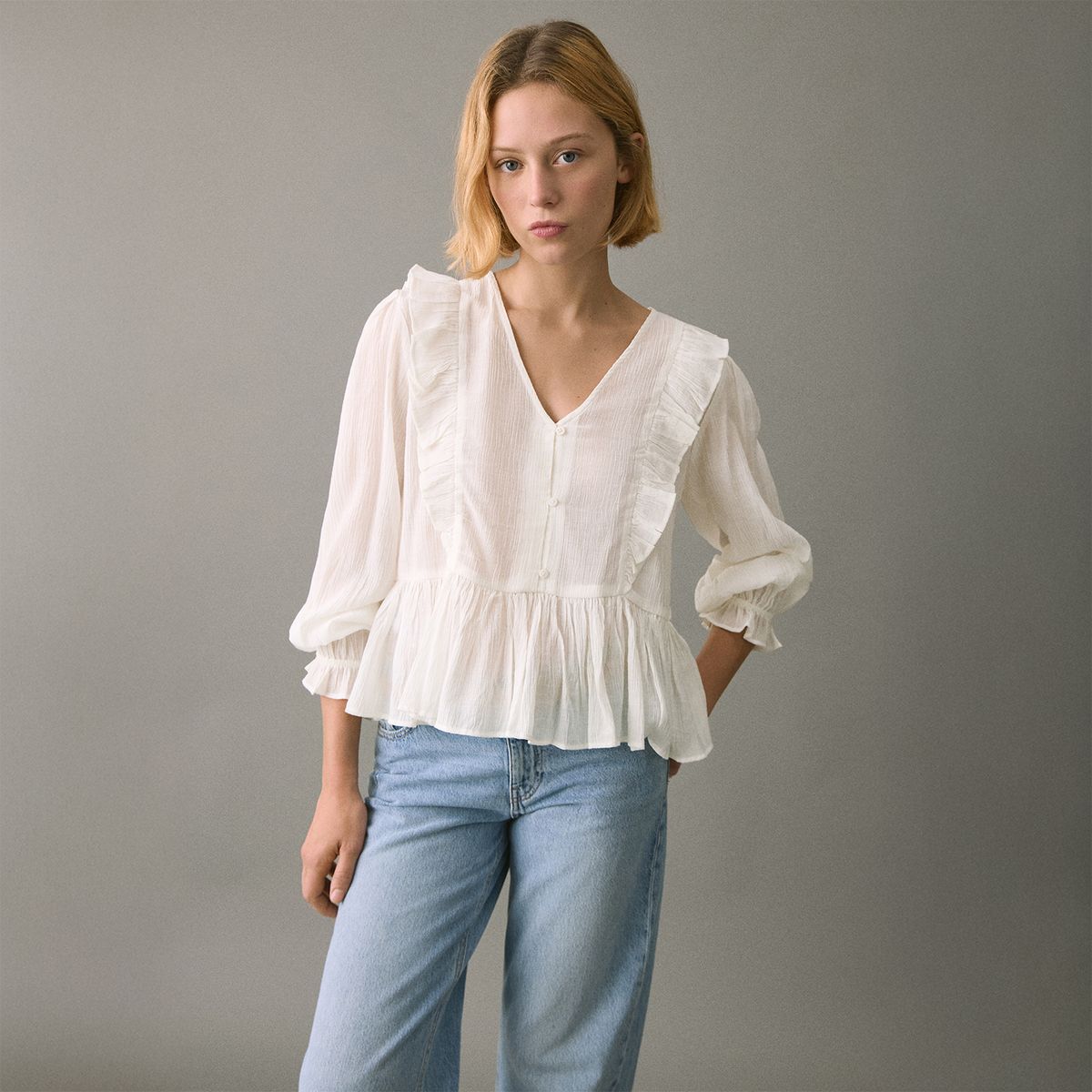 MANGO TEEN - Blusa Manga Larga Mujer Mango Teen