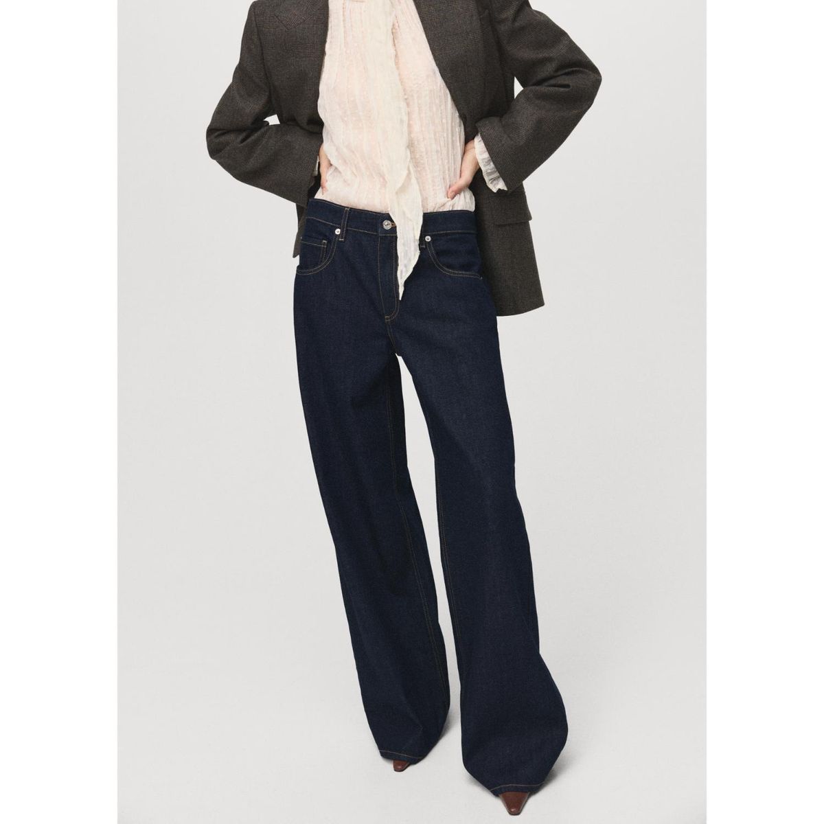 MANGO - Jean Wide Leg Tiro Bajo Mujer Mango