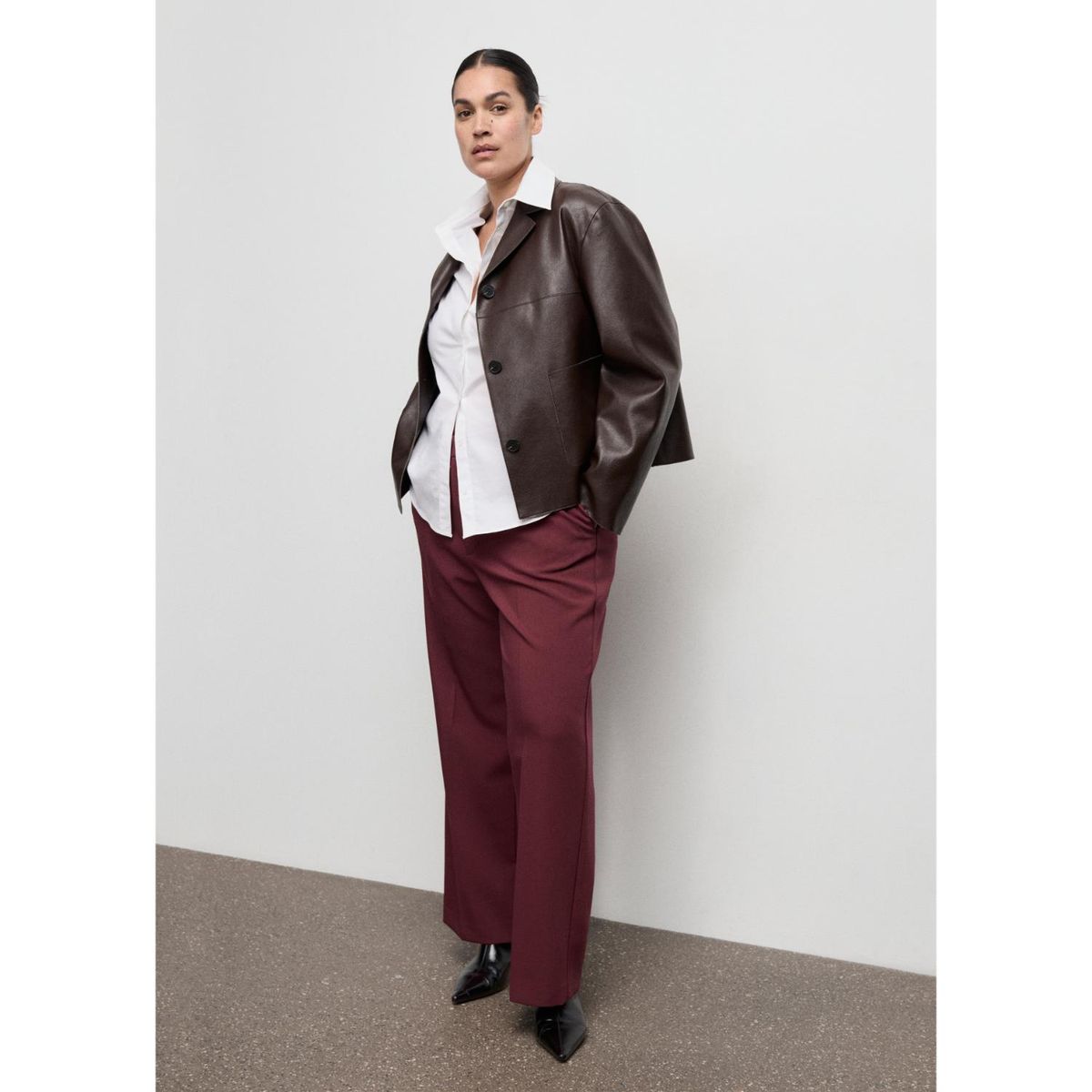 MANGO - Pantalón Straight Tiro Alto Mujer Mango