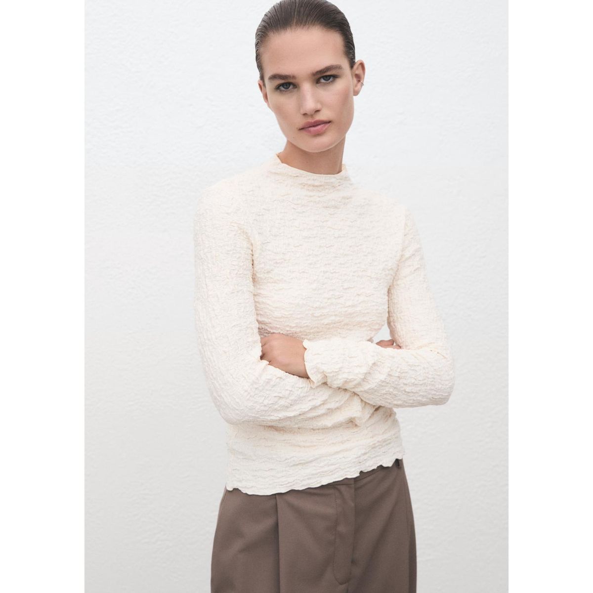 MANGO - Polo Manga Larga Mujer Mango