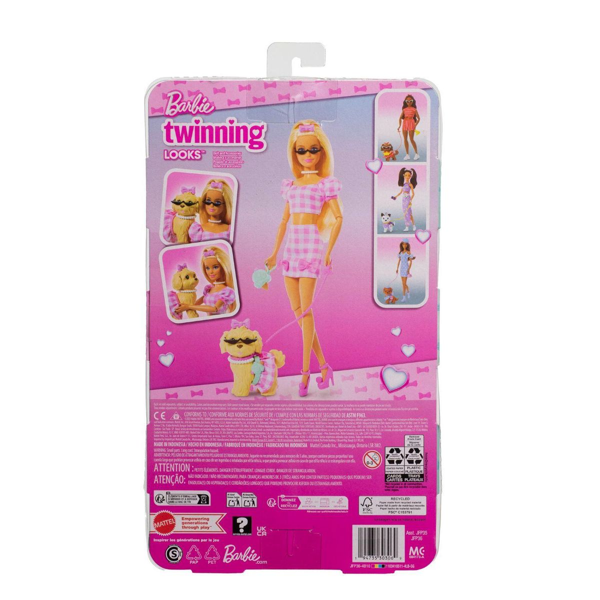 BARBIE - Muñeca Looks Iguales Malibú Y Perrito Barbie