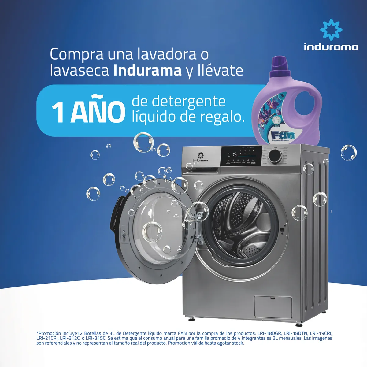 INDURAMA - Lavadora 18DTN + Detergente Indurama