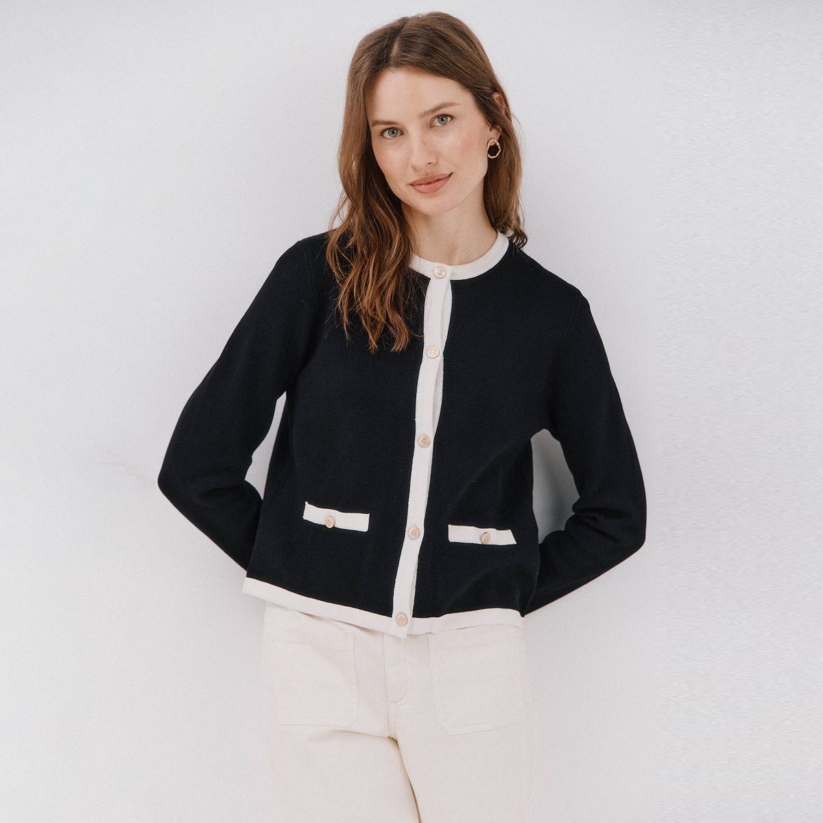 CORTEFIEL - Cardigan Manga Larga Mujer Cortefiel