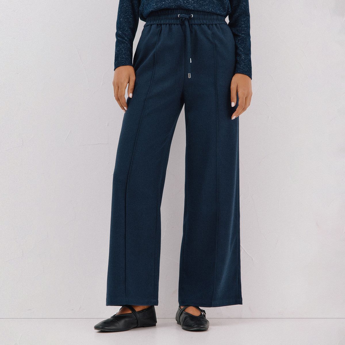 CORTEFIEL - Pantalón Wide Leg Tiro Alto Mujer Cortefiel