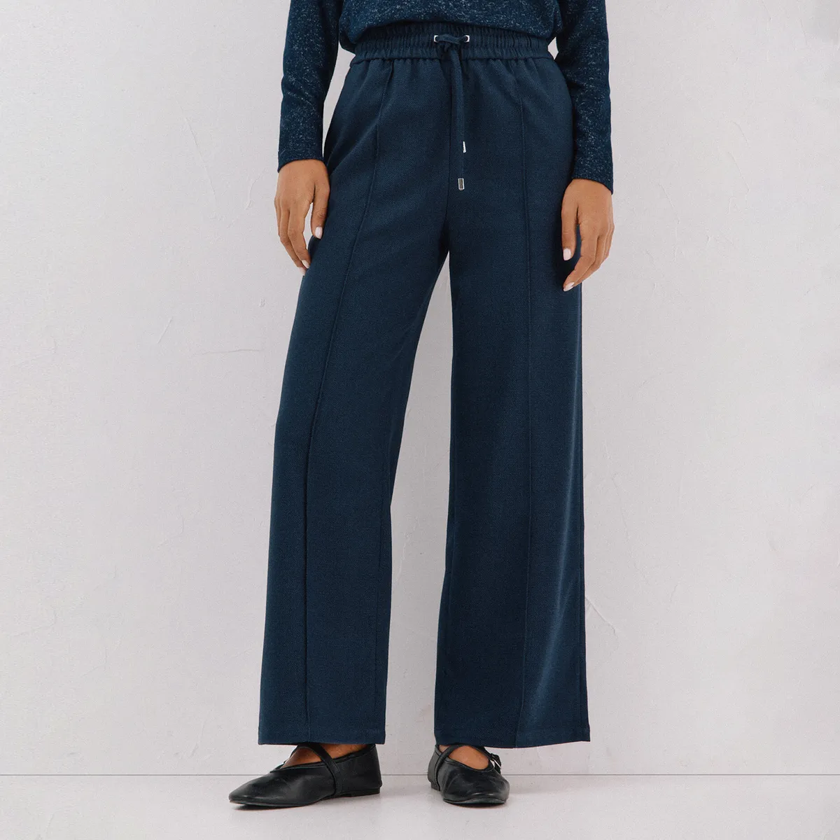 CORTEFIEL - Pantalón Wide Leg Tiro Alto Mujer Cortefiel