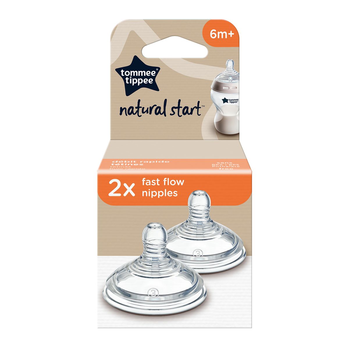 TOMMEE TIPPEE - Tetina Natural Start Rapido Pack X2 Tommee Tippee
