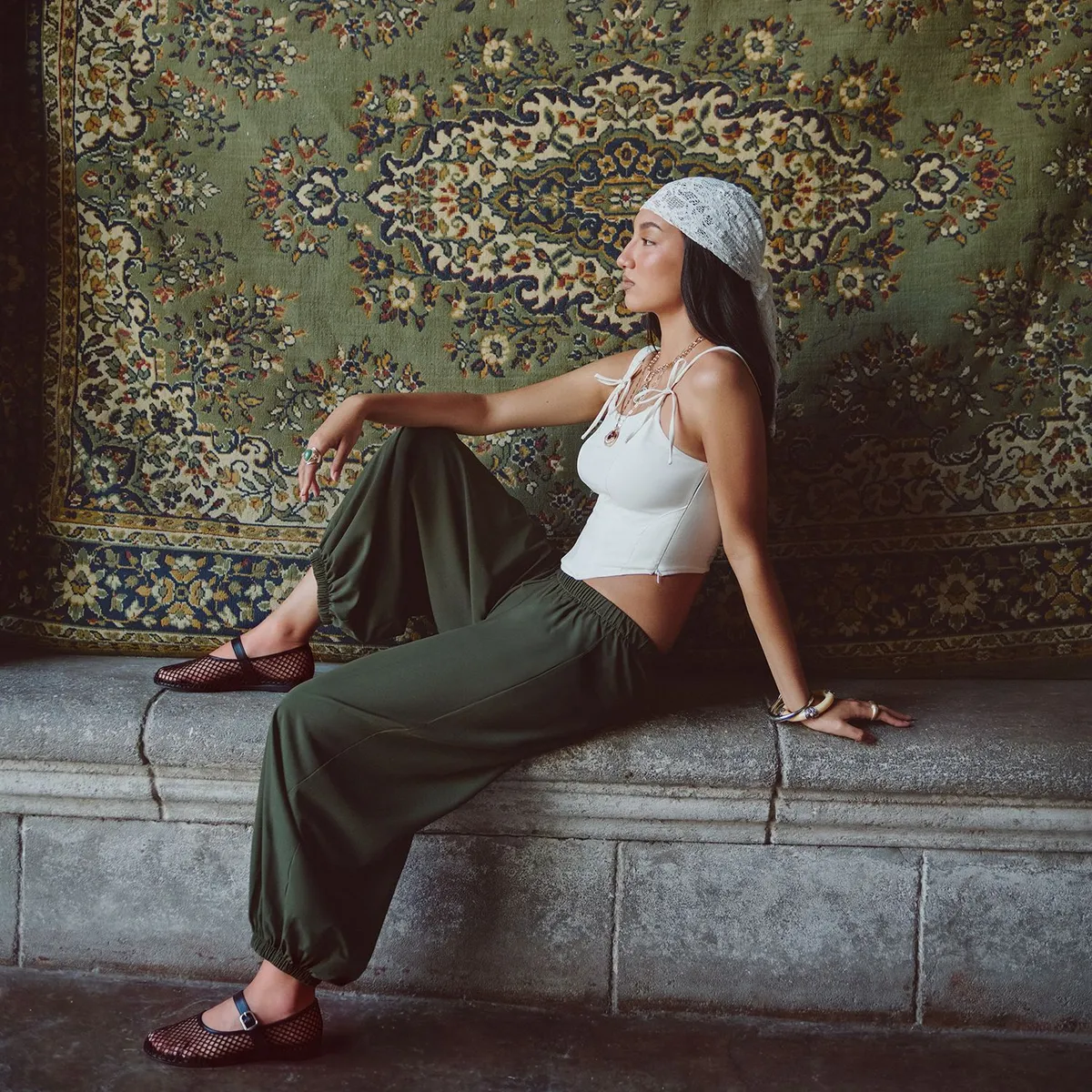 SYBILLA - Pantalón Bombacho Tiro Alto Mujer Sybilla