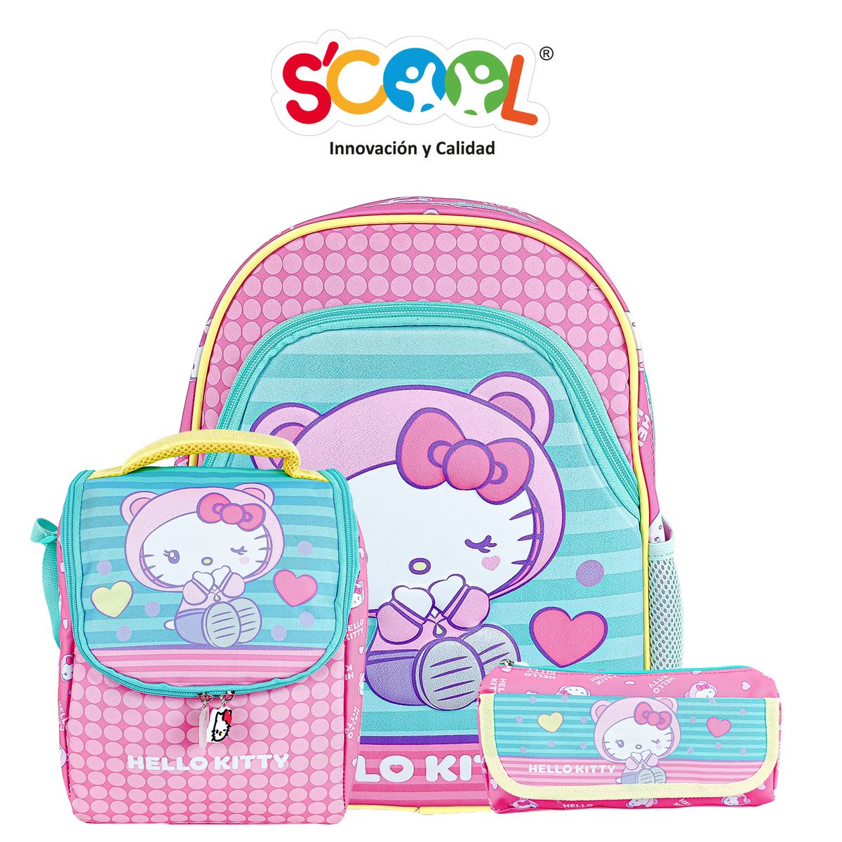 HELLO KITTY - Mochila Niña Set 3 Piezas Hello Kitty