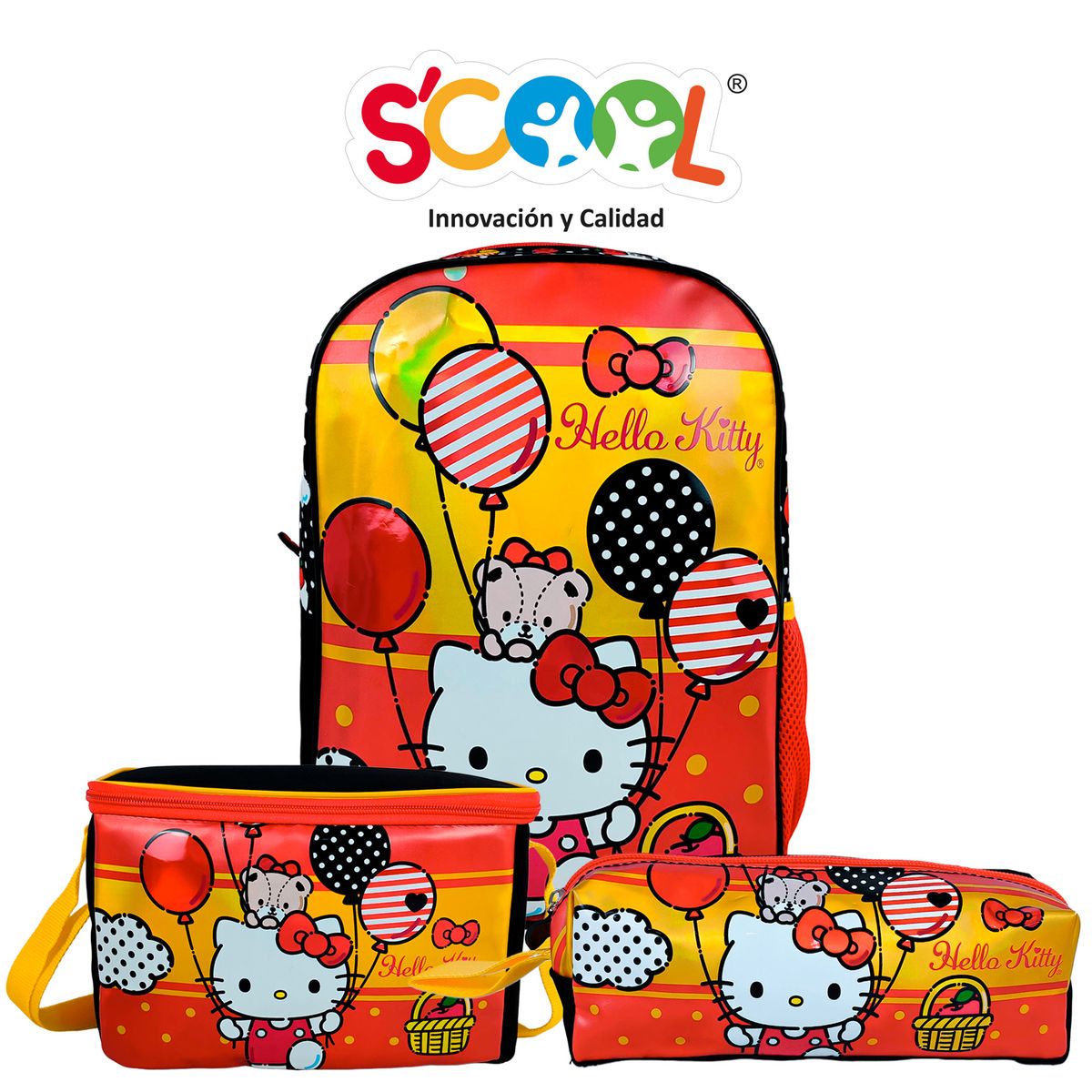 HELLO KITTY - Mochila Niña Set 3 Piezas Hello Kitty