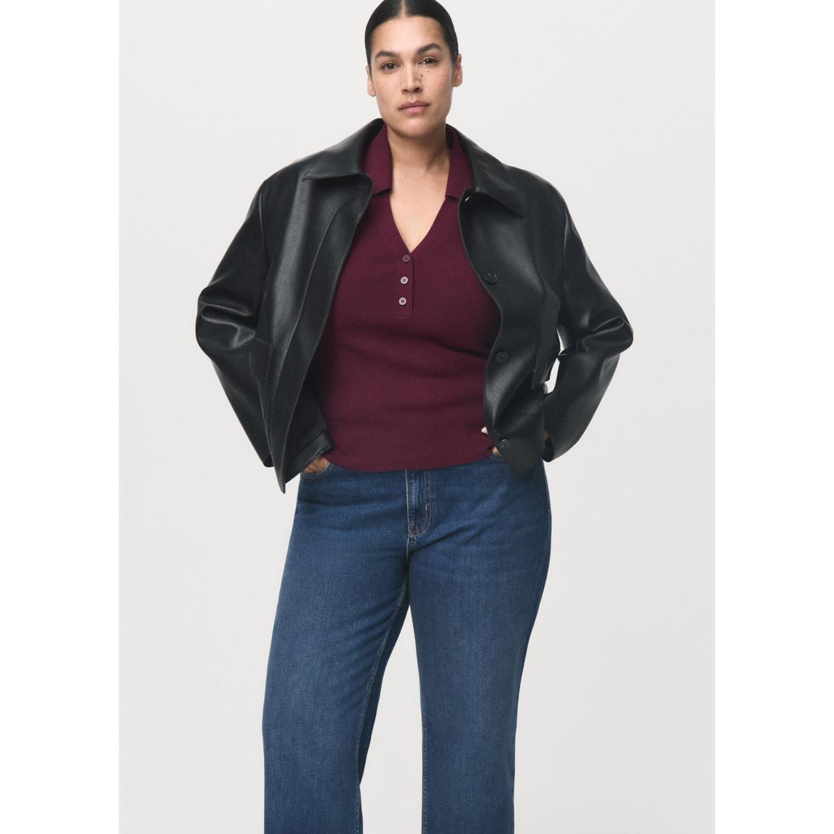 MANGO - Jean Straight Tiro Medio Mujer Mango