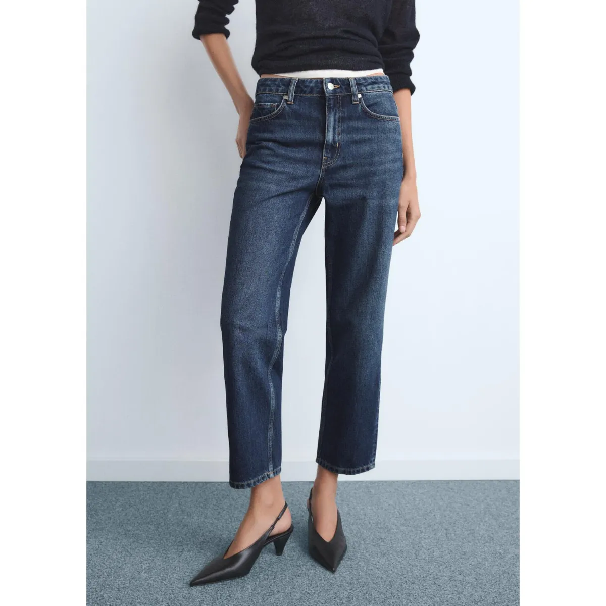 MANGO - Jean Straight Tiro Medio Mujer Mango