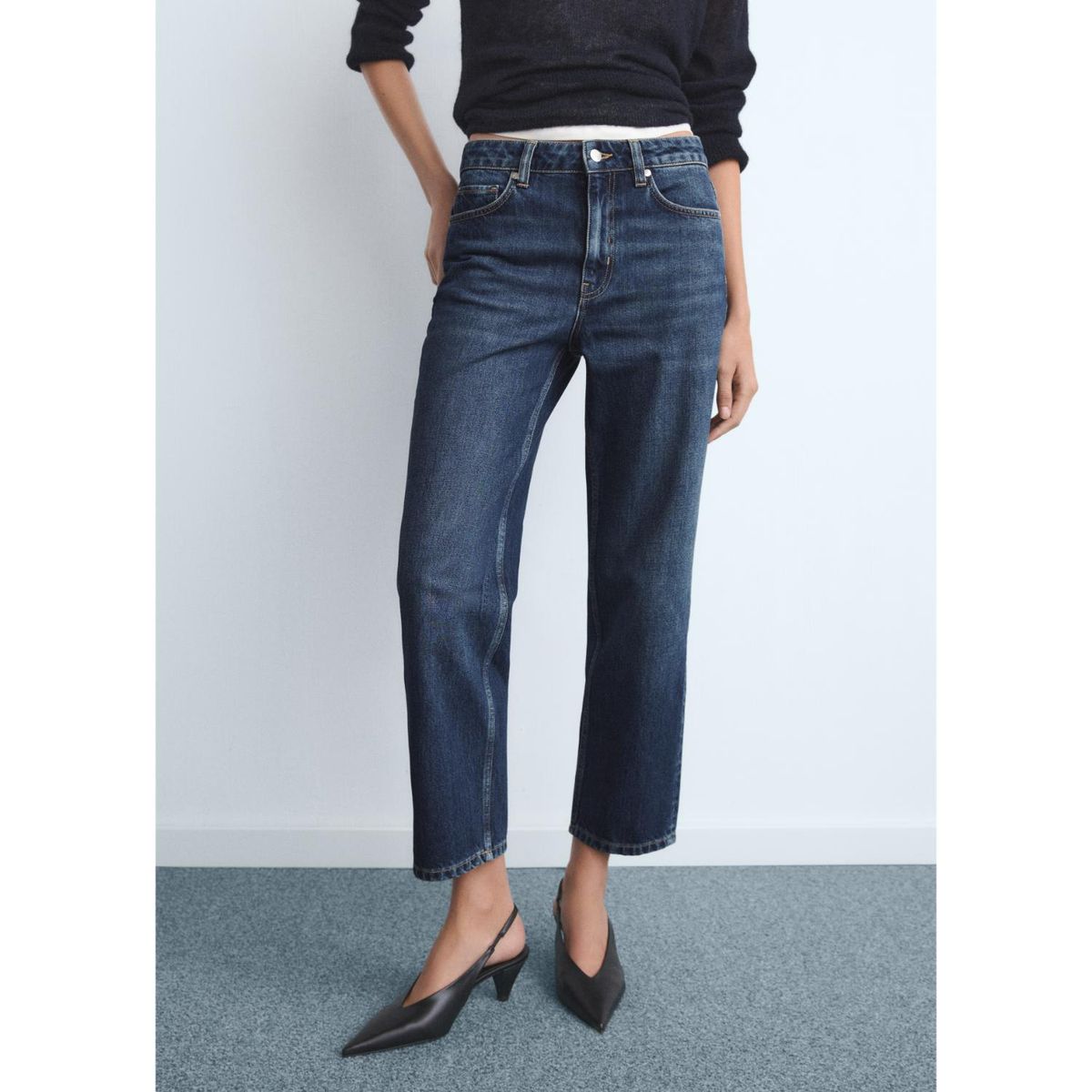 MANGO - Jean Straight Tiro Medio Mujer Mango