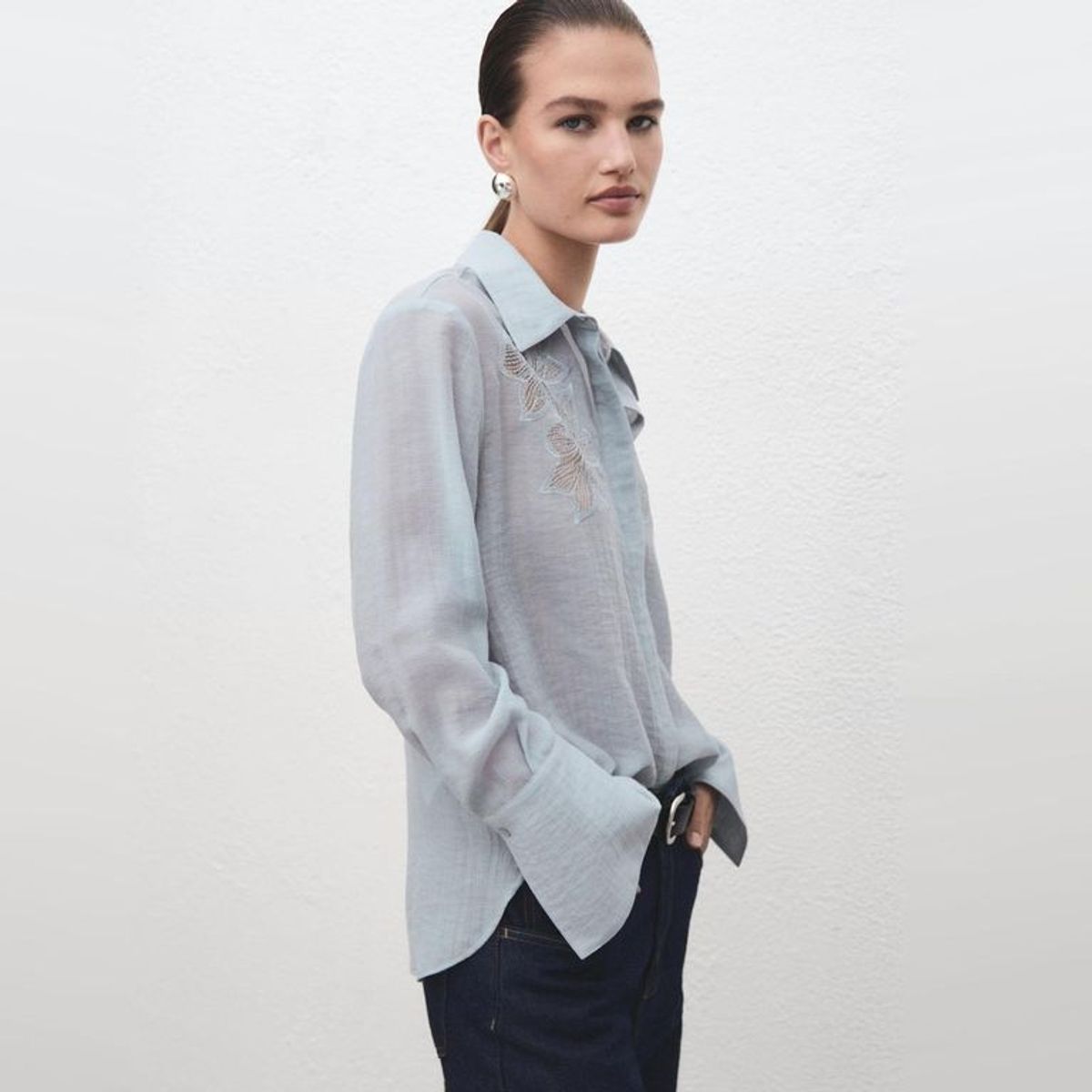MANGO - Blusa Manga Larga Mujer Mango