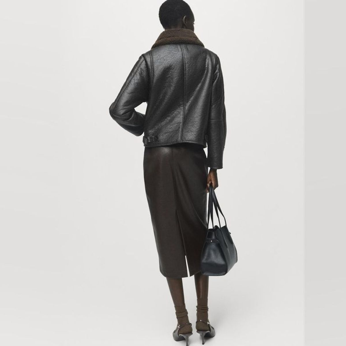 MANGO - Casaca Efecto Piel Mujer Mango