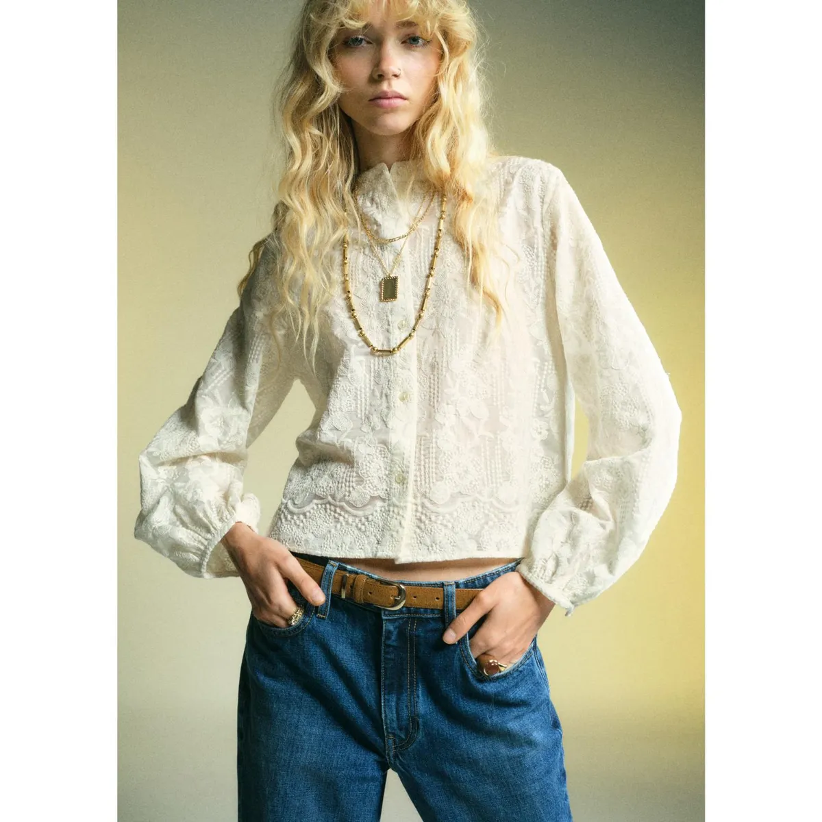 MANGO - Blusa Manga Larga Mujer Mango