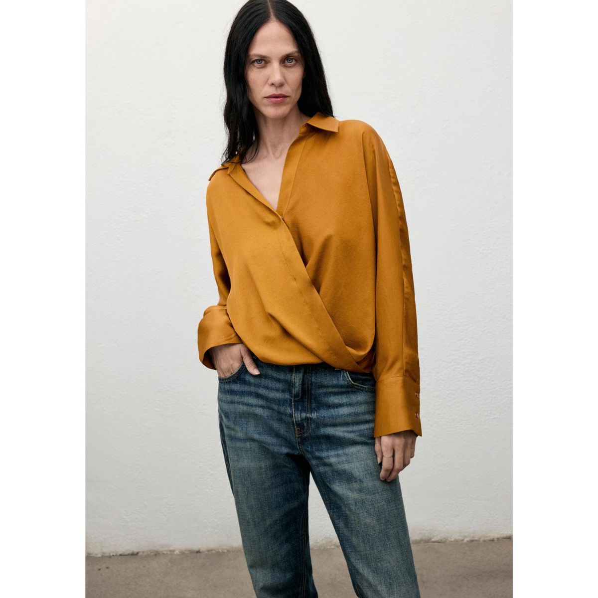 MANGO - Blusa Manga Larga Mujer Mango