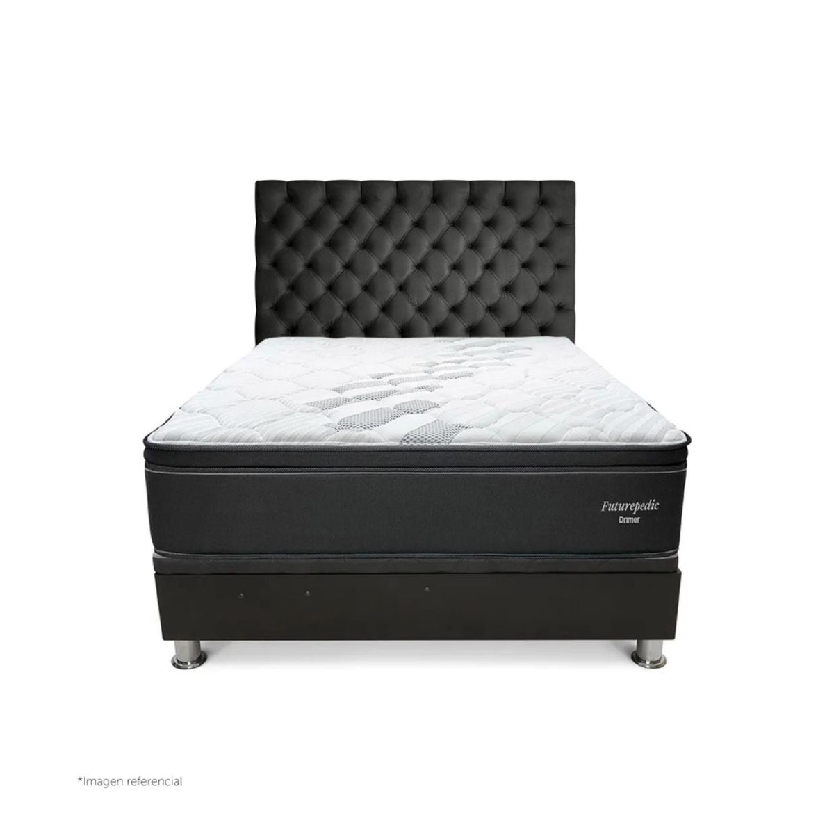 DRIMER - Dormitorio Praktibox Laqueado Futurepedic Capitone 1.5 Plz