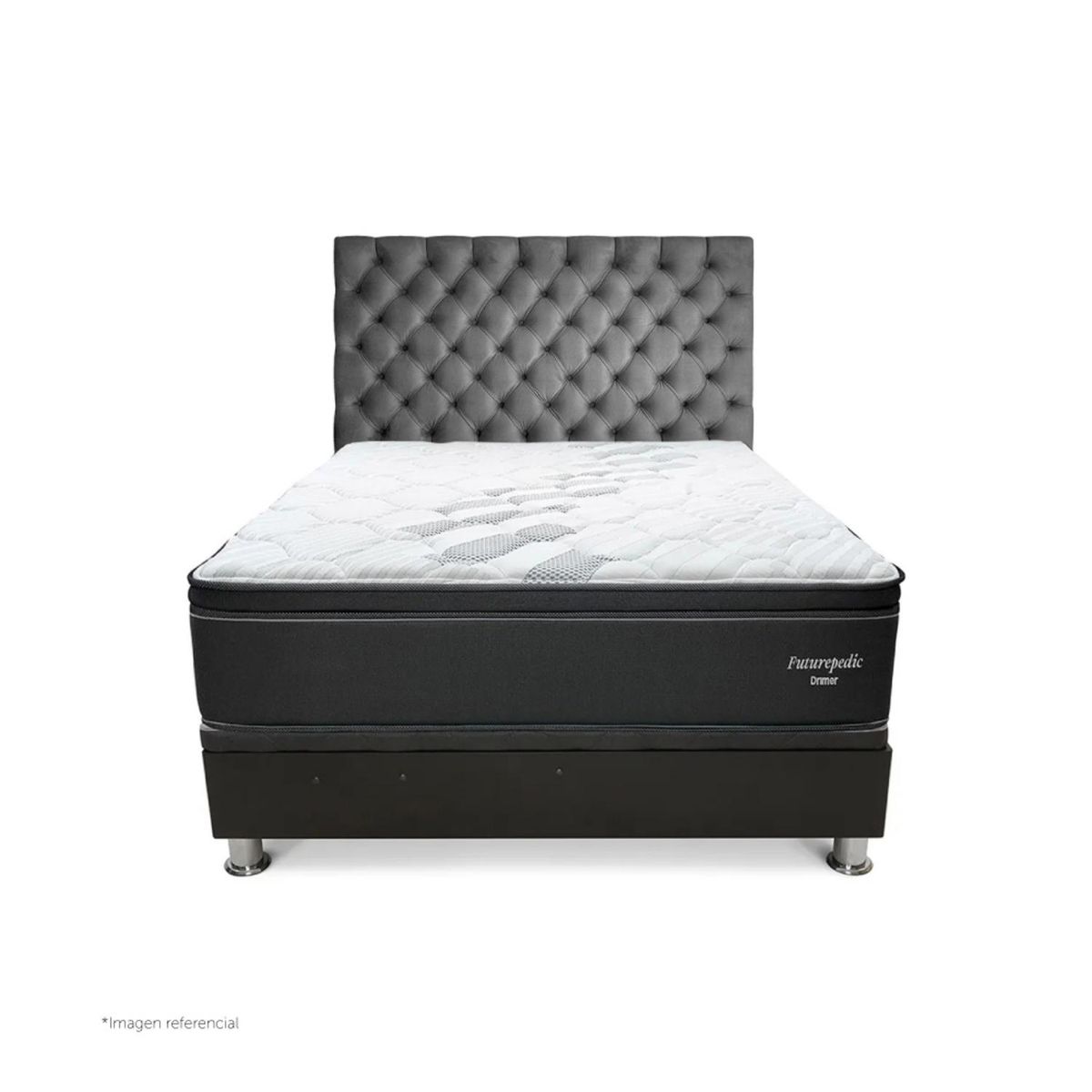 DRIMER - Dormitorio Praktibox Laqueado Futurepedic Capitone 1.5 Plz