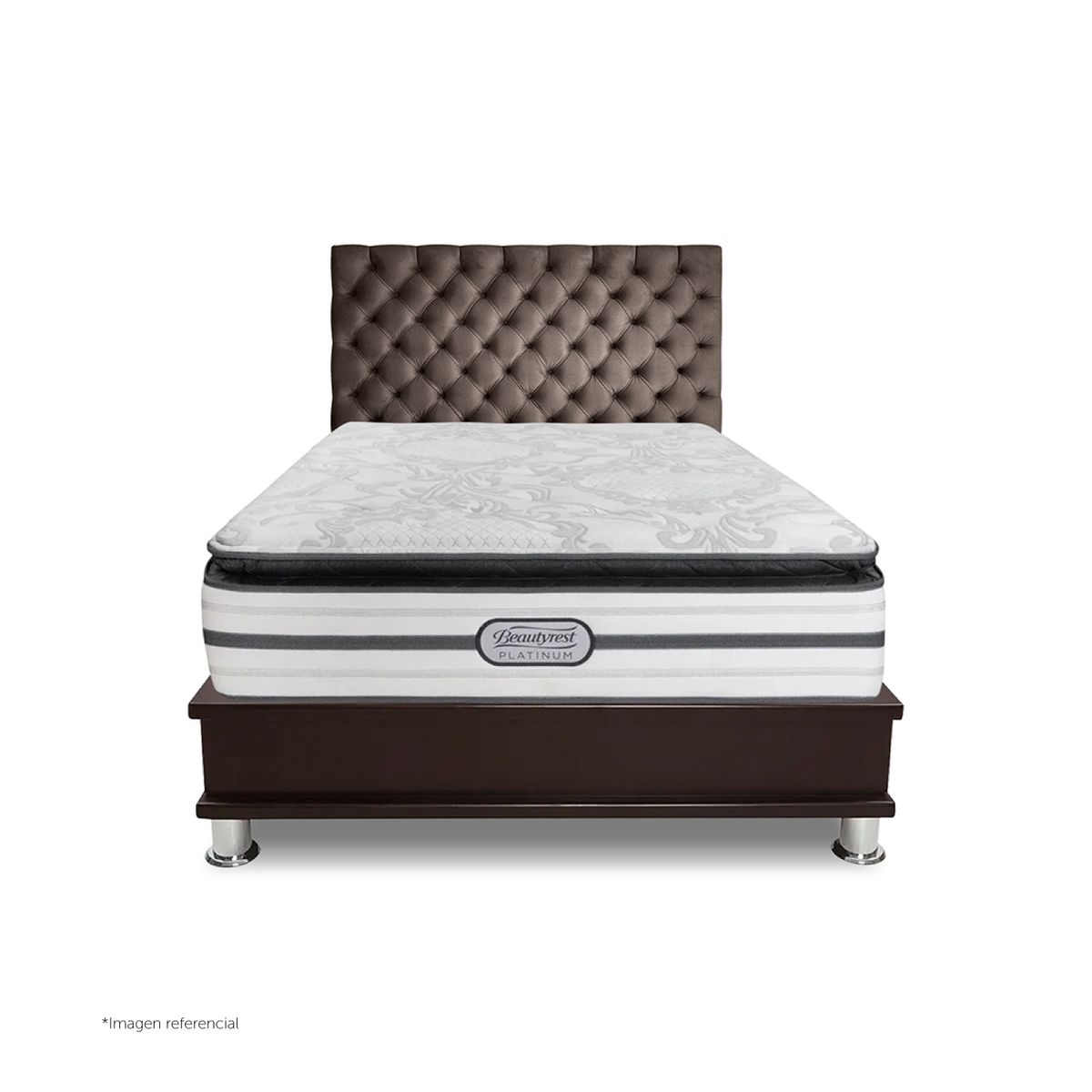 BEAUTYREST SIMMONS - Dormitorio Oporto  Platinium Capitone 1.5 Plz Marron