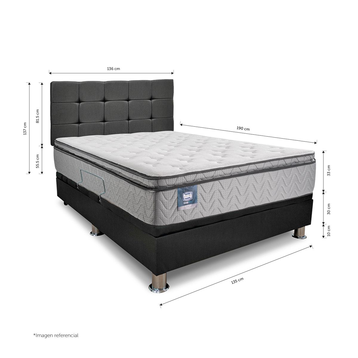 BEAUTYREST SIMMONS - Dormitorio Praktibox Beautysleep Erica Cuadros 2 Plz Gris Oscuro