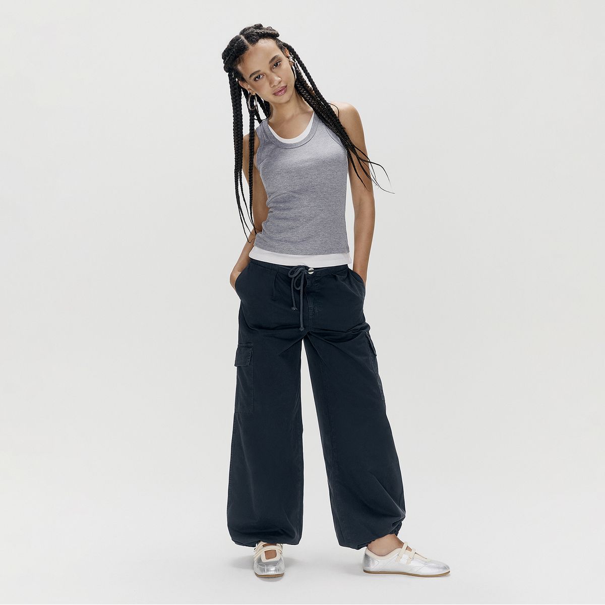 SYBILLA - Pantalón Cargo Tiro Alto Mujer Sybilla