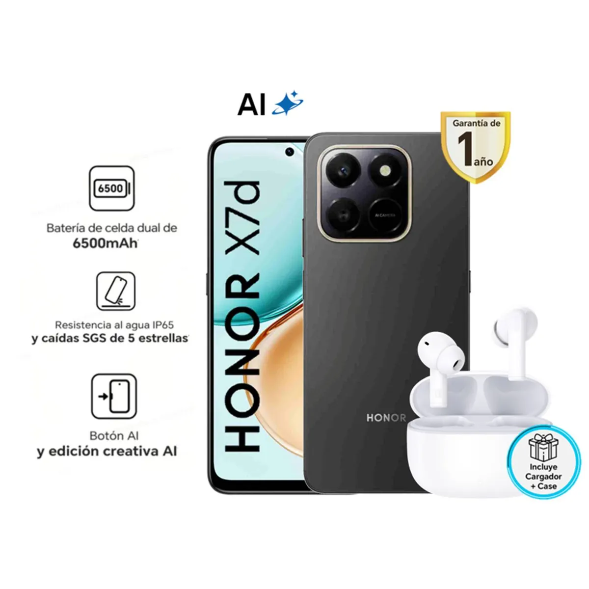 HONOR - Celular Honor X7d 8gb + 256gb Velvet Black + X7 Lite