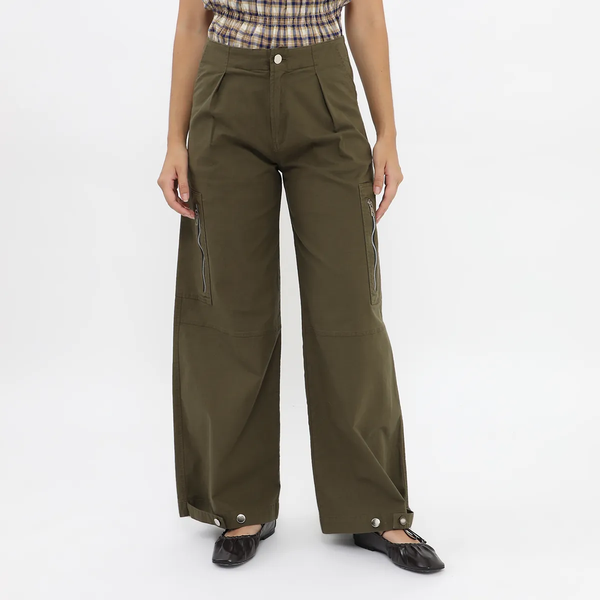 SYBILLA - Pantalón Wide Leg Tiro Alto Mujer Sybilla