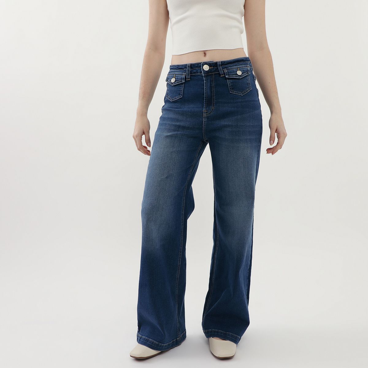 AMERICAN ABBEY - Jean Wide Leg Tiro Medio Mujer American Abbey