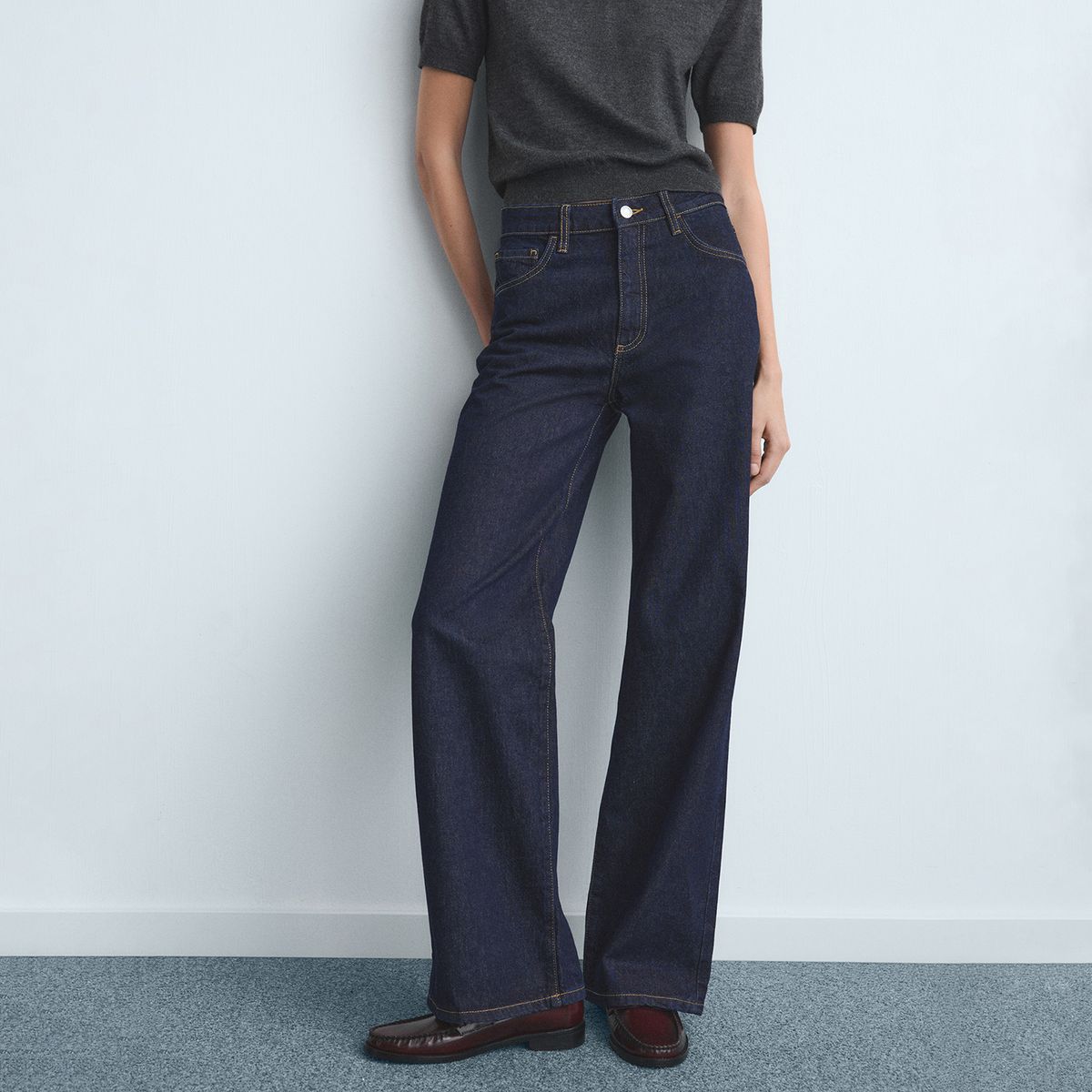 MANGO - Jean Straight Tiro Alto Mujer Mango