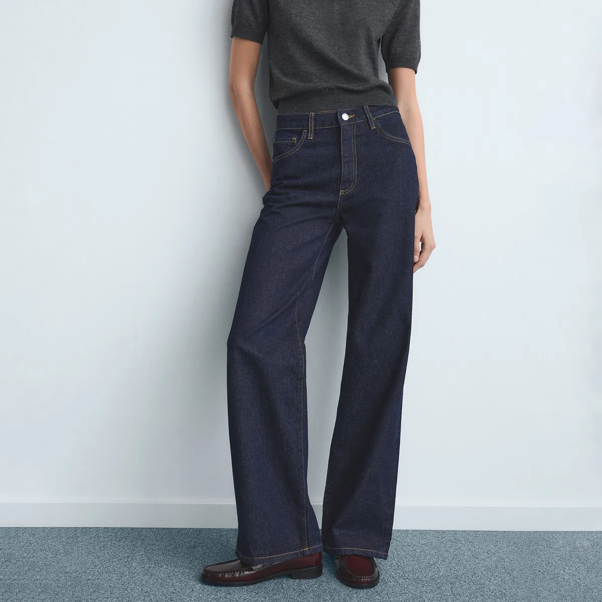 MANGO - Jean Straight Tiro Alto Mujer Mango