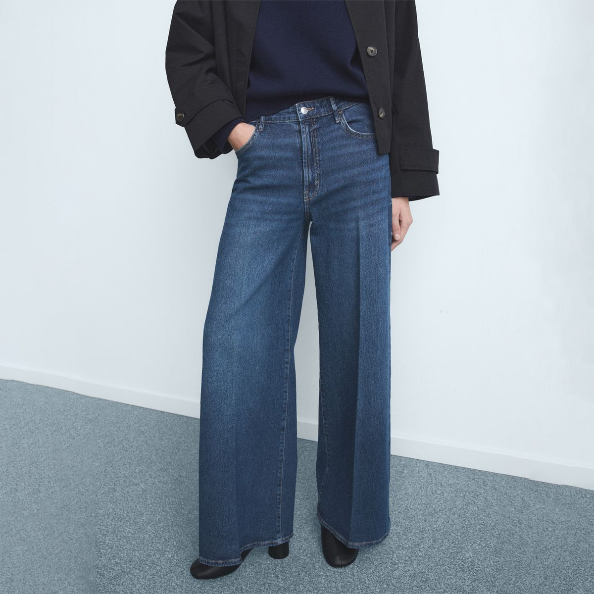 MANGO - Jean Wide Leg Tiro Alto Mujer Mango