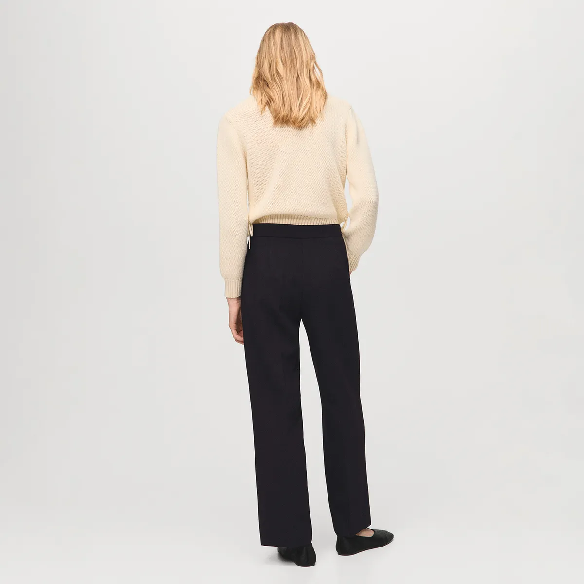 MANGO - Pantalón Straight Tiro Alto Mujer Mango